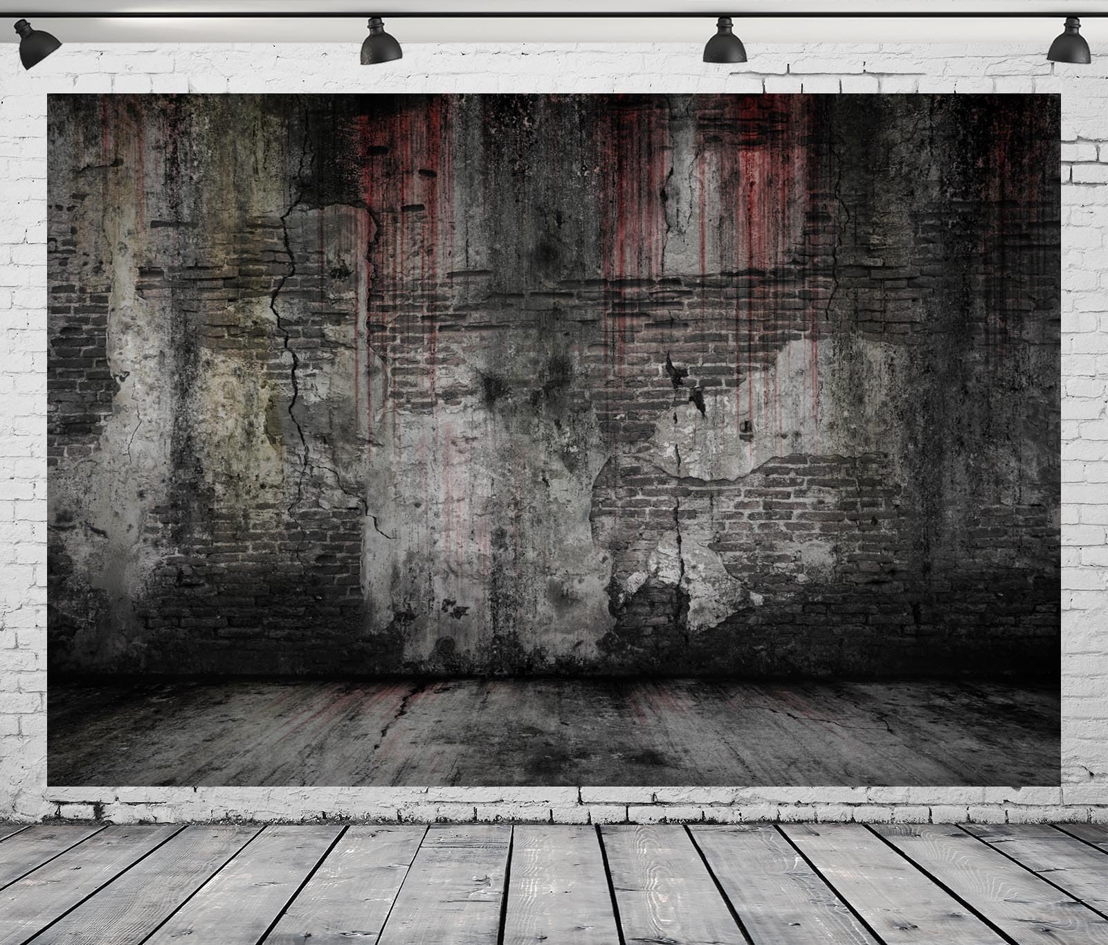 BELECO 3x2.5m Tela Espeluznante Pared Ladrillos Sangrienta Fondo Ladrillo Oscuro Antiguo con Goteo Sangre Habitación Embrujada Asesinato Crimen Horror Halloween Fiesta Decoración Foto