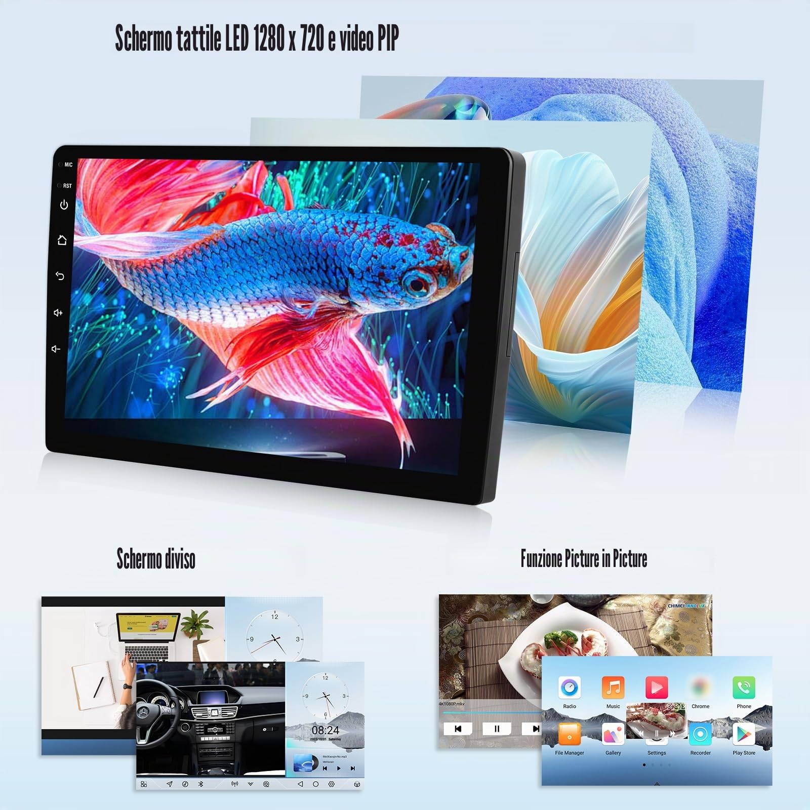 CAMECHO 4G+64G 8Core Qualcomm Android 15 Autoradio per Mercedes Benz Smart Fortwo W451 2011-2015 con Carplay Android Auto, Schermo Auto da 9 Pollici 2Din con GPS WIFI BT FM/RDS DSP SWC Retrocamera+MIC