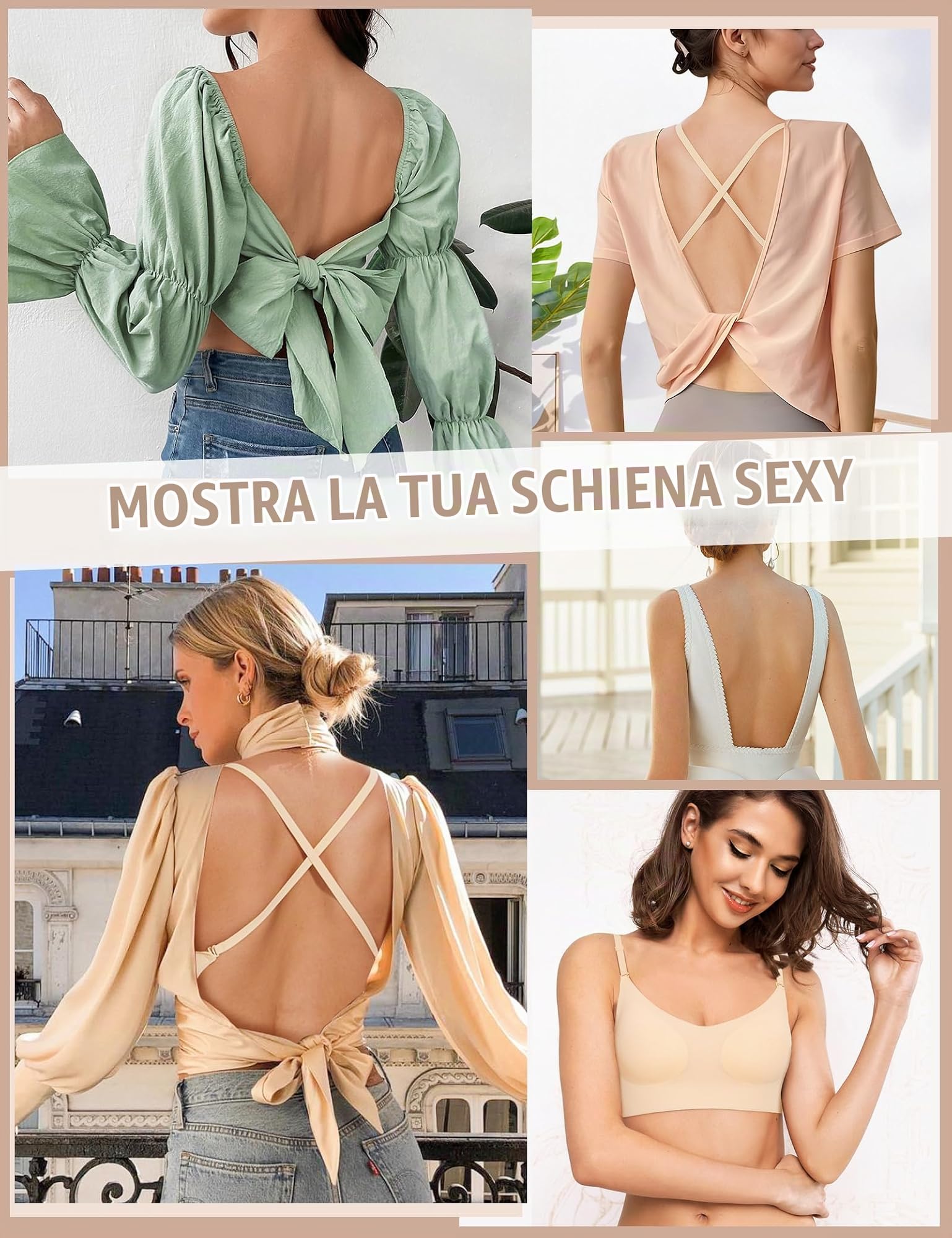 Kiiwah 2 Pezzi Reggiseno Schiena Scoperta Senza Ferretto, Reggiseno Invisibile Schiena Nuda in Seta Ghiacciata, Doux Bralette Donna, Imbottitura Rimovibile (Nero, Nudo)