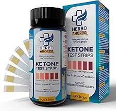 Ketones Urine Test Strips - Ketosis, Keto Diet, Accurate Ketone Measurement, Ketogenic Diet - 100 Test Strips for Ketones - HerboAhorro