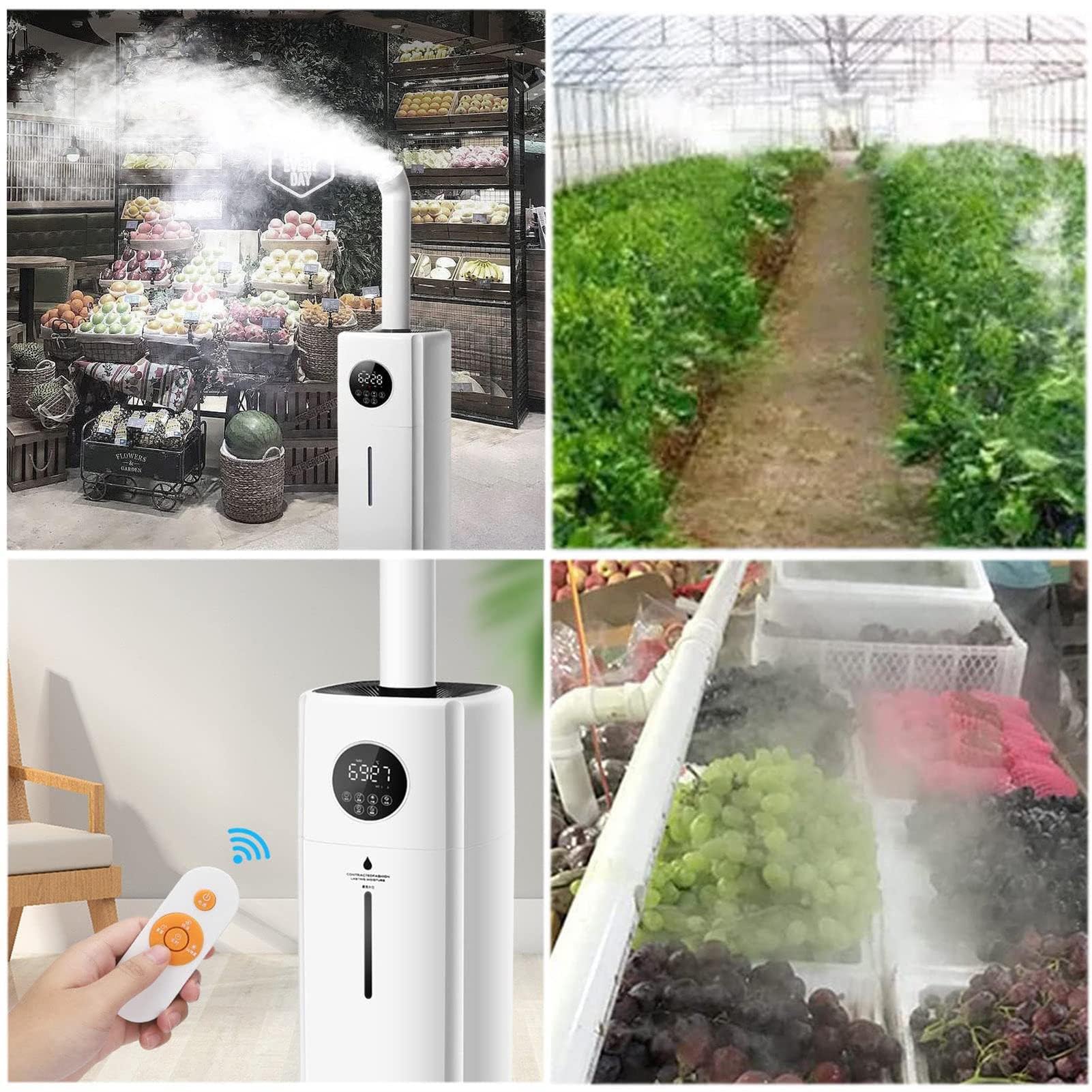 Komercyjny nawilżacz powietrza 21 l, przemysłowy duży nawilżacz powietrza z 3 trybami natrysku i dyszą obrotową 360° do supermarketów, dużych pomieszczeń, roślin, szklarni