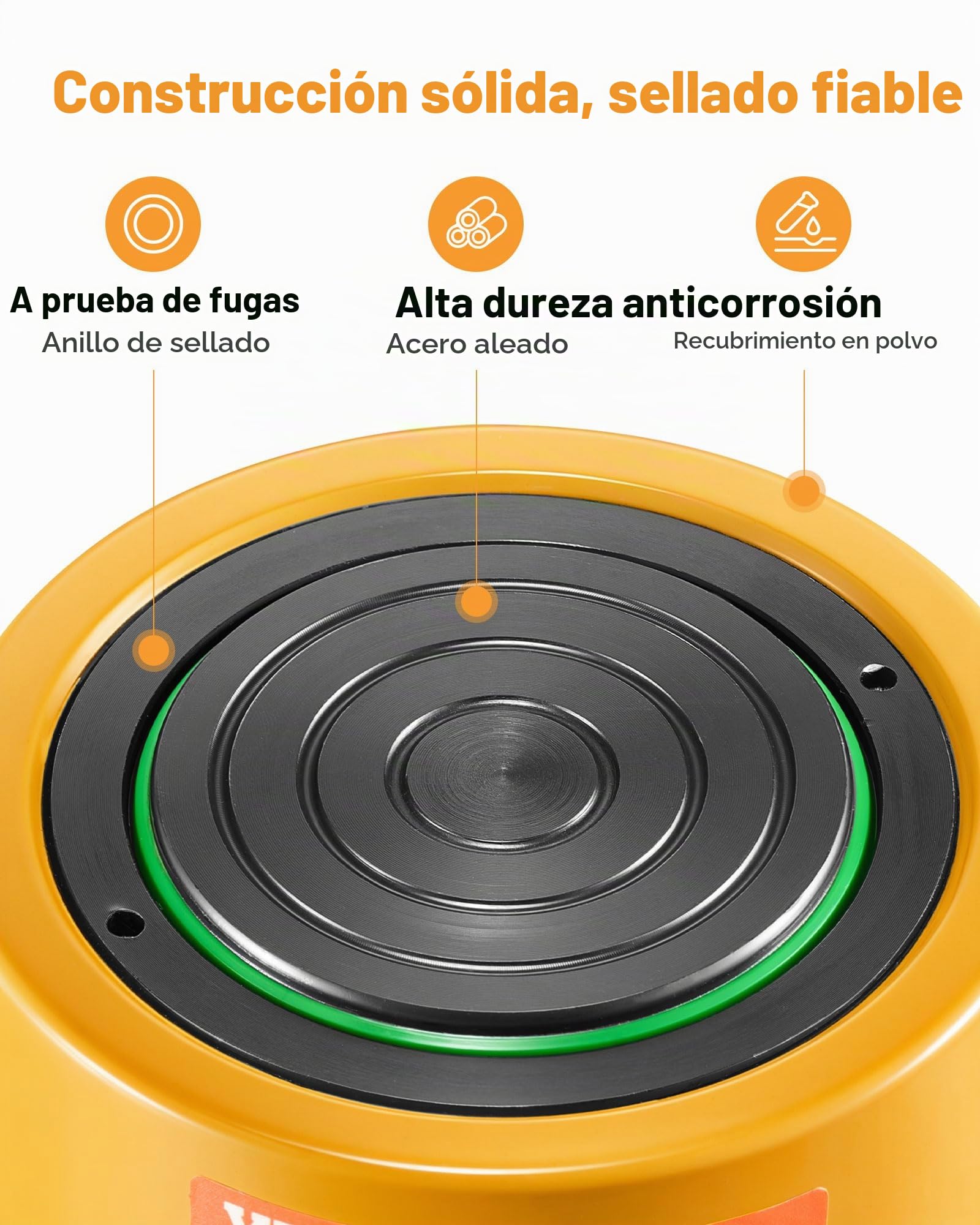 VEVOR Gato hidráulico de pistón de 50 T carrera de 50 mm cilindro hidráulico de pistón de simple efecto de metal sólido elevación rápida para industria, taller de chasis y carrocería automotriz