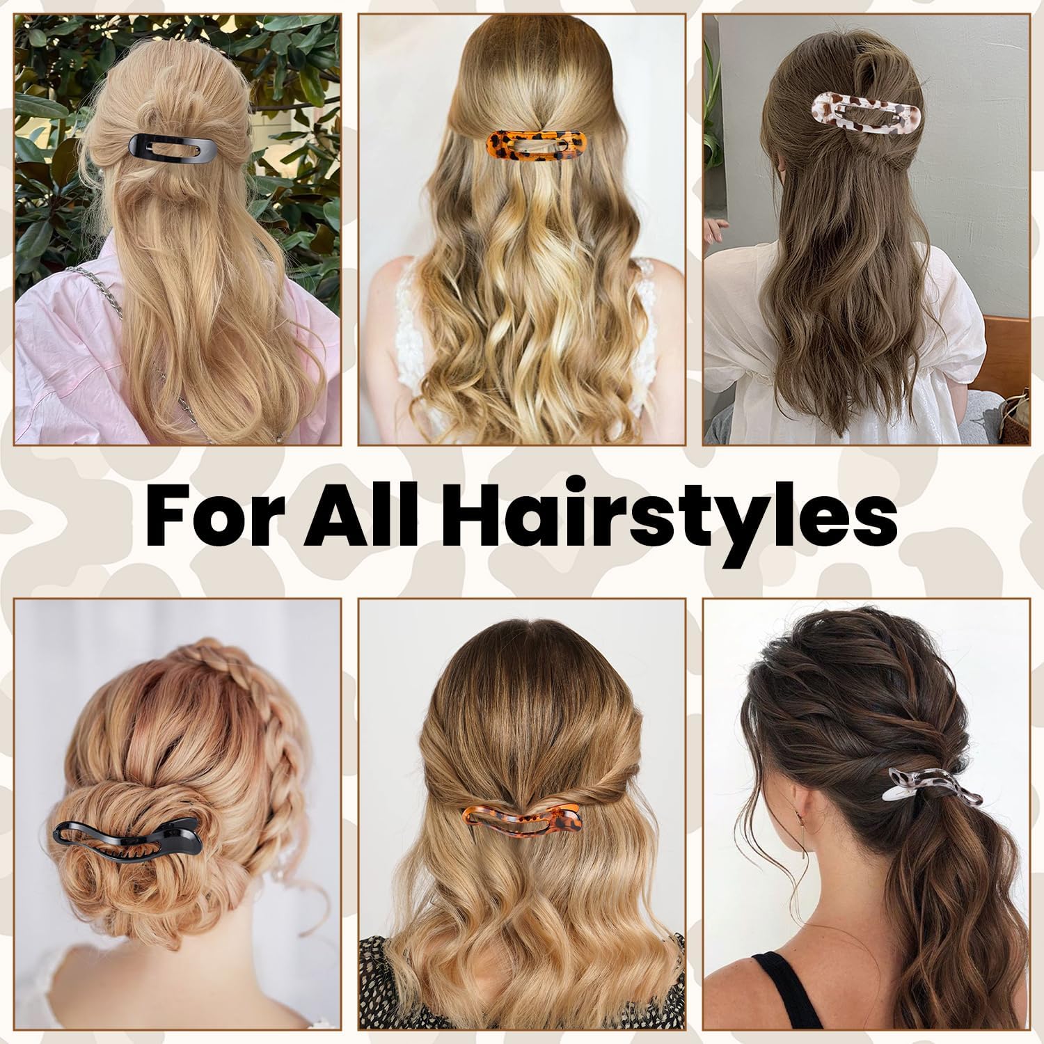 6 Pcs Hair Clips for Thick Hair Curved Claw Clips for Thick Thin Hair Leopard Womens Hair Clip Strong Hold and No Slip - Image 2