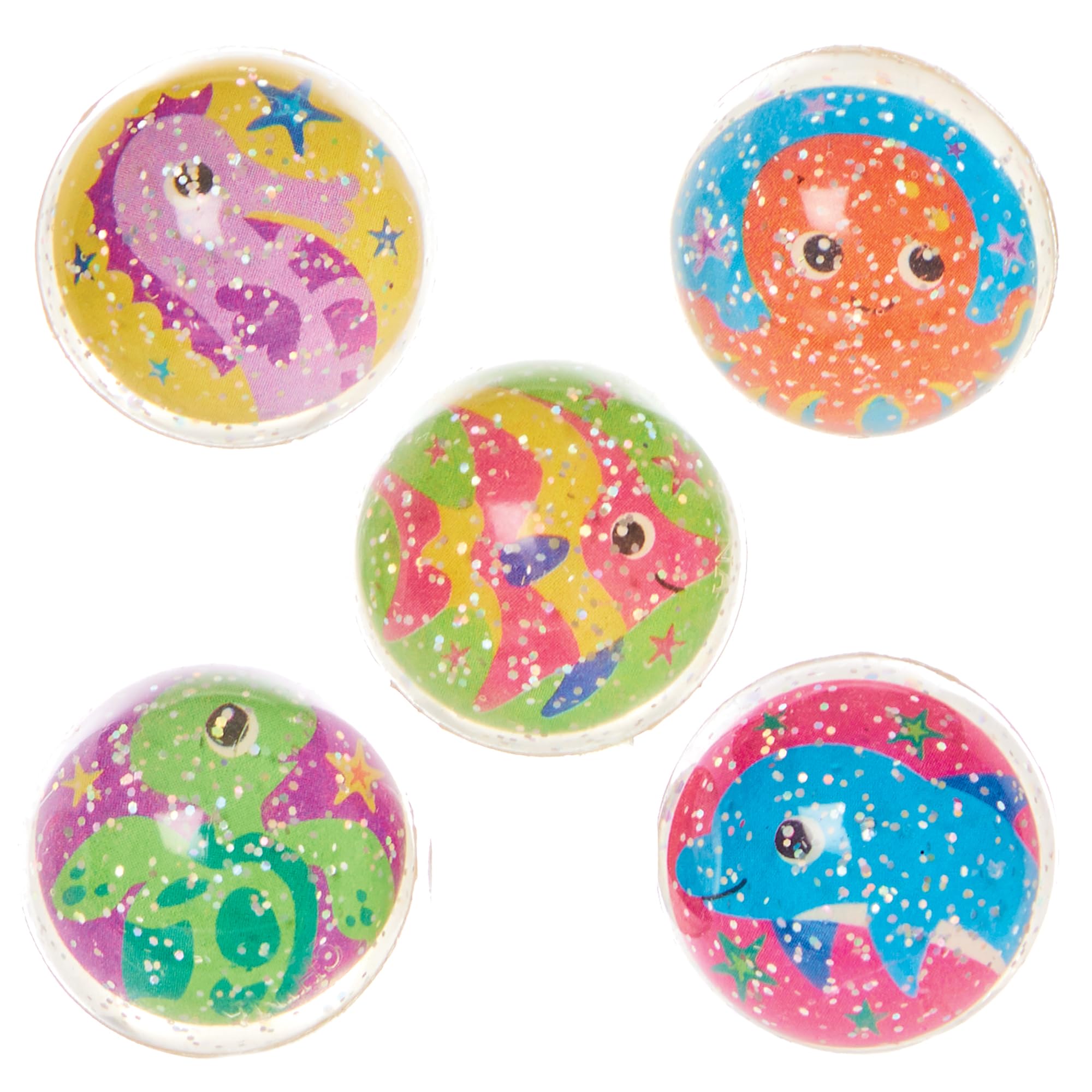Baker Ross FX679 Fun Assorted Glitter Jet Balls - Pack of 10, Party Bag Fillers for Kids, Kids Bouncy Balls, Childrens Party Favours
