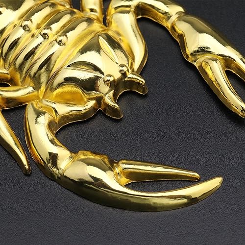 Miniatura 7 de Micro Traders 1 par de calcomanías de metal de escorpión 3D para automóvil, impermeable, antioxidante, decoración decorativa, emblema para