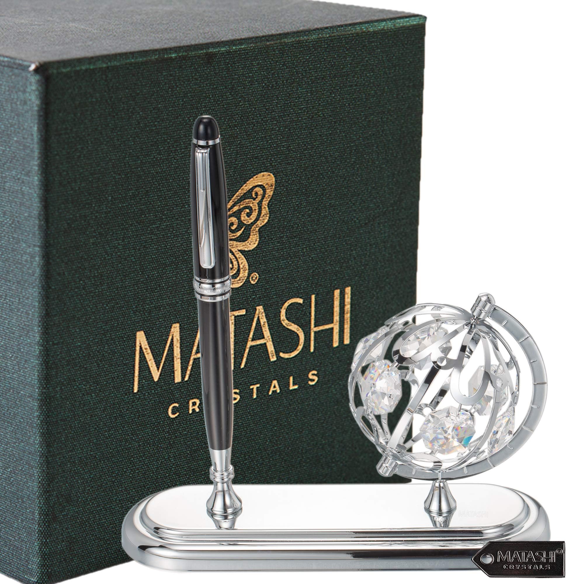 Chrome Plated Globe & Highly Polished Executive Desk Set with Pen – ‘Super Mom’ Gift for Mom, Grandma on Mother’s Day, Birthday, Home Office, Perfect for Working Women & Men