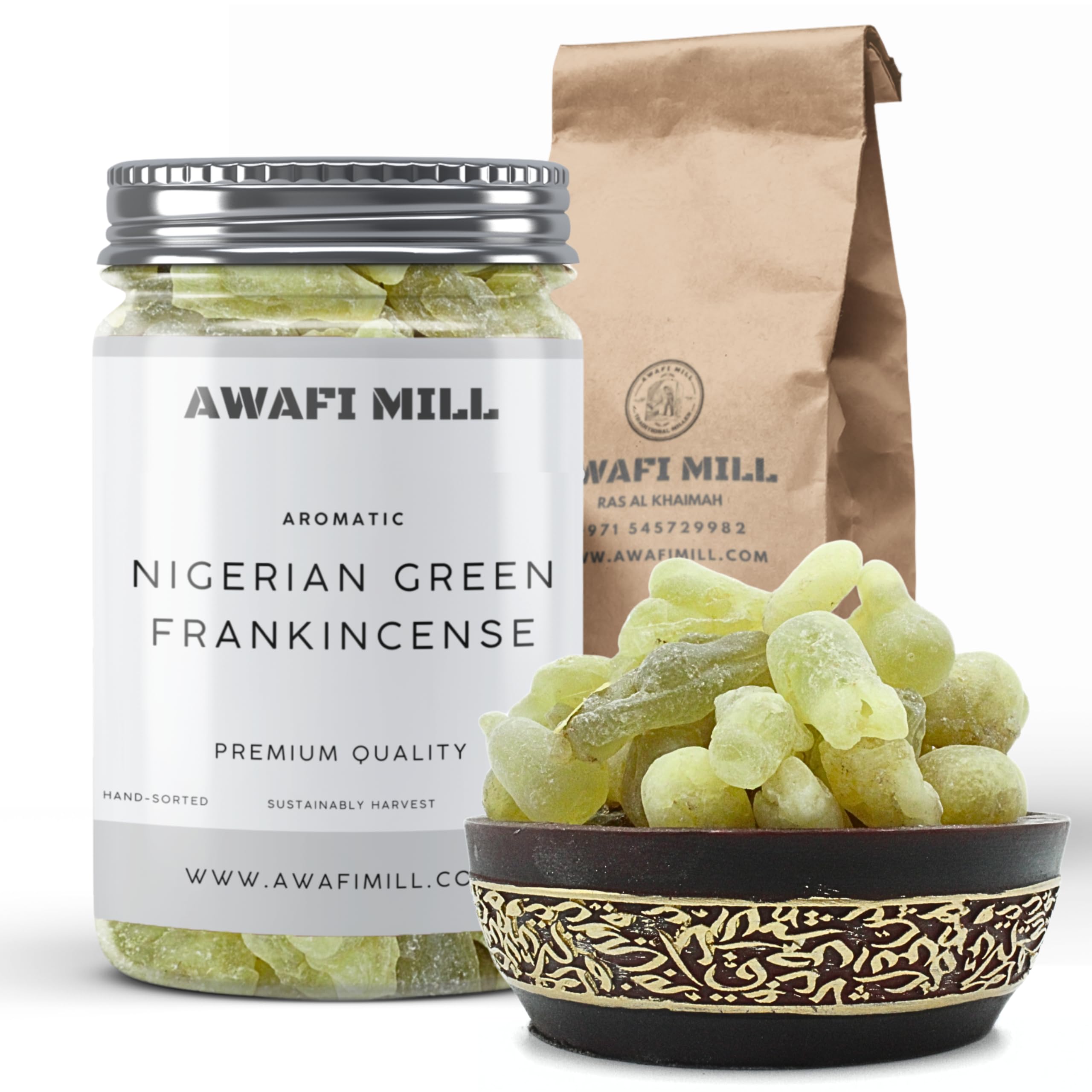 AWAFI MILL Oman Superior Green Hojari (A Grade) – Premium Edible Frankincense | Boswellia Sacra Gum from Oman | Natural Chewing Gum with Aromatic Citrus Notes (113 g / 4 Oz)