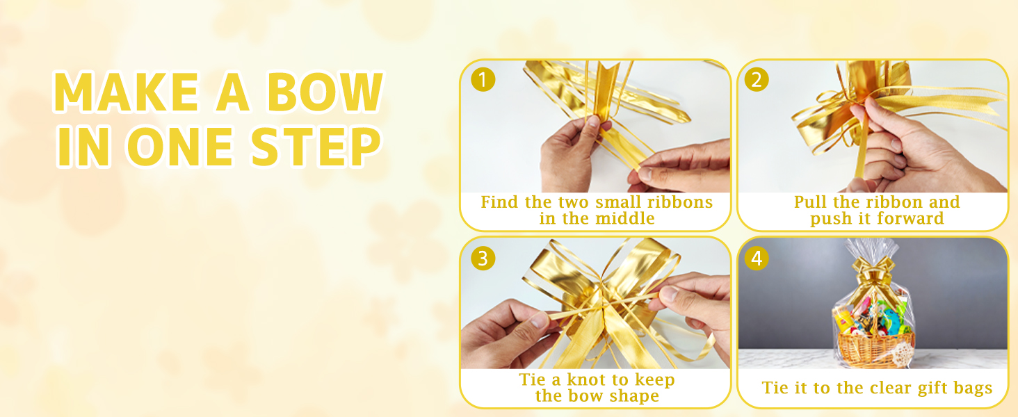 PigPotParty 10 Pack 24x30 Inch Large Cellophane Bags for Gift Baskets, Thick Clear Plastic Basket Wrap, Includes 10 Large Gold Pull Bows