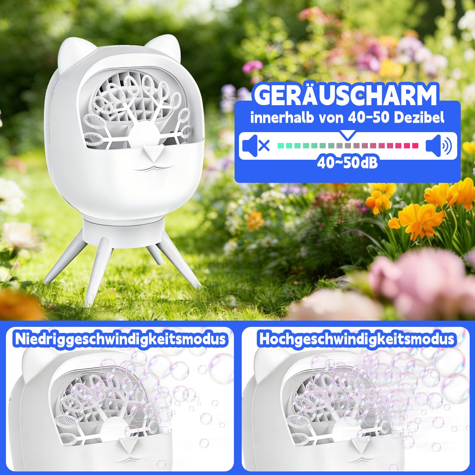 Automatische Seifenblasenmaschine, Kinder Bubble Machine 38000 Blasen/Min mit 1800mAh Akku, Seifenblasenmaschine Geeignet für Hochzeit/Geburtstag/Bühne/Party