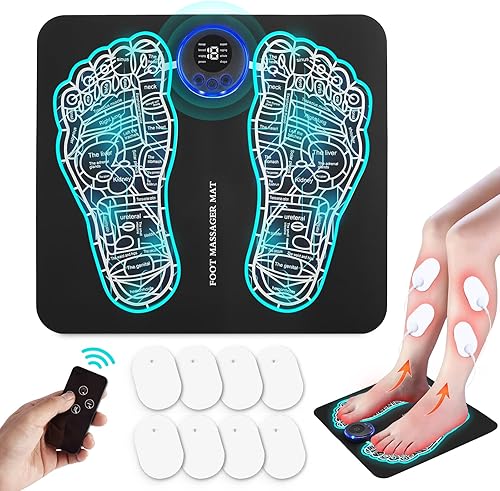 Phixnozar EMS Foot Massager Mat with Remote Control -Muscle Relaxation,Back & Leg Foot Massage,TENS (ModeKTR-2492)