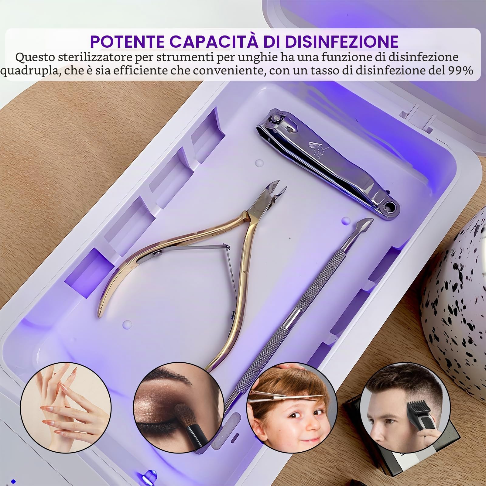 Scatola Sterilizzatore per Nail Art Professionale: WIYETY Lampada UV Sterilizzatore, Disinfettante UV Professionale con Funzione Silenziosa Adatta per Strumenti per Unghie e Saloni di Bellezza (bianco