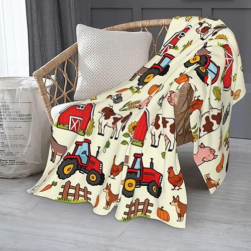 Miniatura 2 de Manta de Franela de Animales de Granja Manta de Tiro Vacas Cerdos Pollo Mantas para Niños Mujeres, Manta de Felpa Acogedora Difusa de Dibujos
