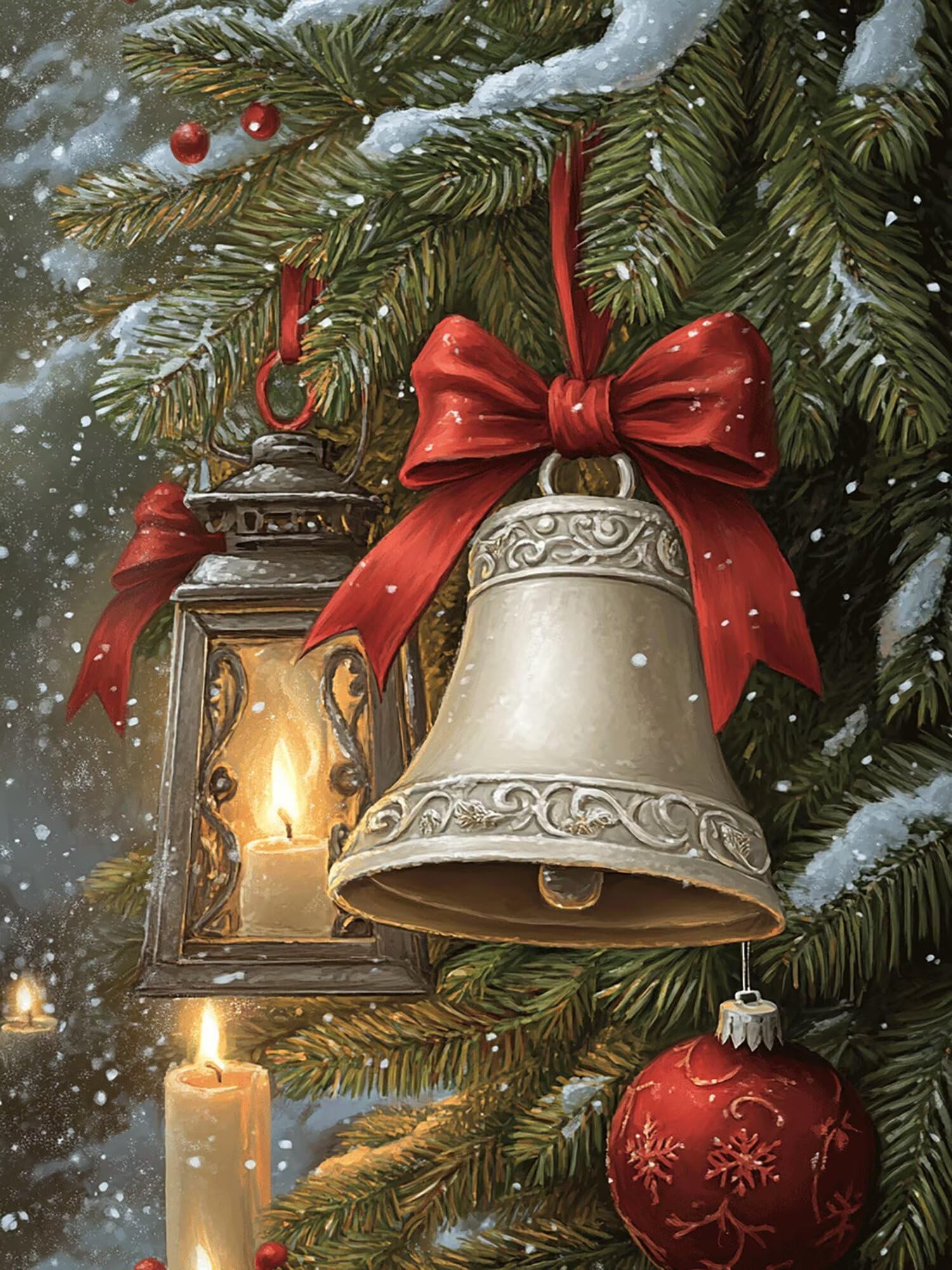 Diamond Painting Erwachsene Weihnachten Diamond Painting Glocke Muster DIY Set Erwachsene Anfänger, Vollbohrer Diamanten Malerei Stickerei Bastelset für Zimmer Wand Deko Schlafzimmer 60x90cm, Model764