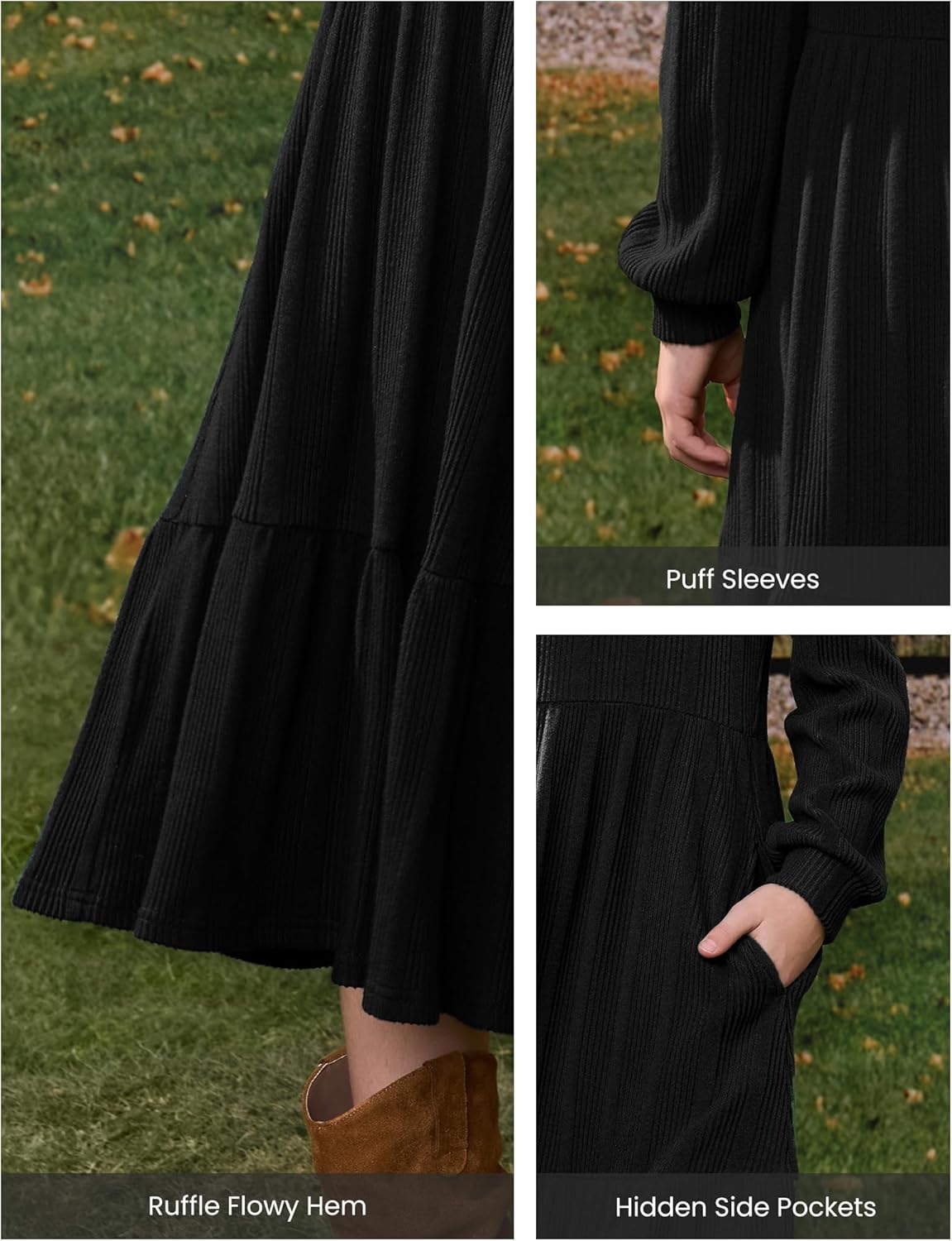 PATPAT Girl's Long Sleeve Sweater Dress Casual Button Front Knit Fall Winter Dresses 5-14 Years - Image 7