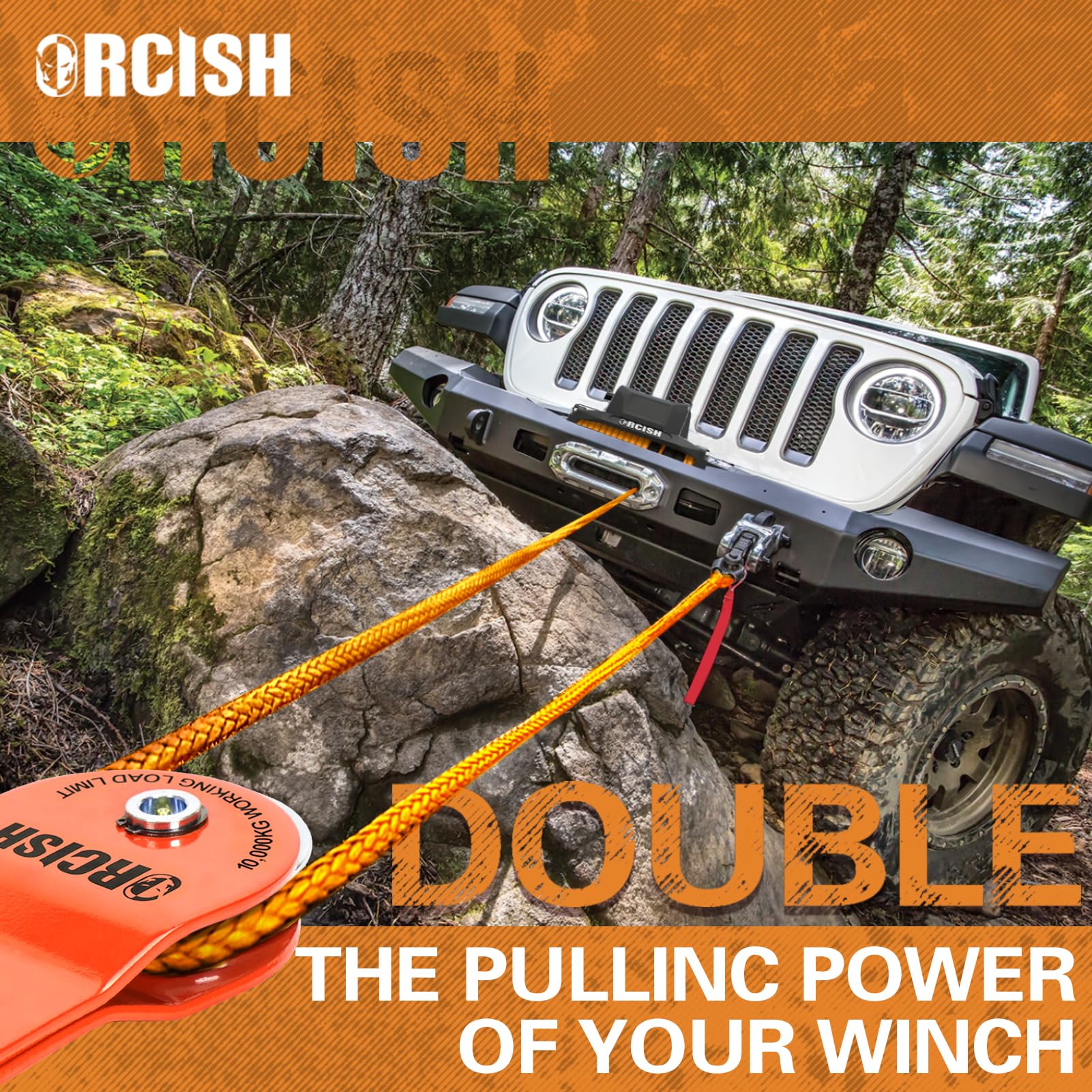 ORCISH 10 Tonnen Snatch Block, 10 kg Kapazität Block und Tackle Riemenscheibensystem, funktioniert mit 0-3/4 Zoll Seil, Seilwinde Haken Zubehör, robustes Offroad-Recovery Zubehör für LKW, Traktor, ATV
