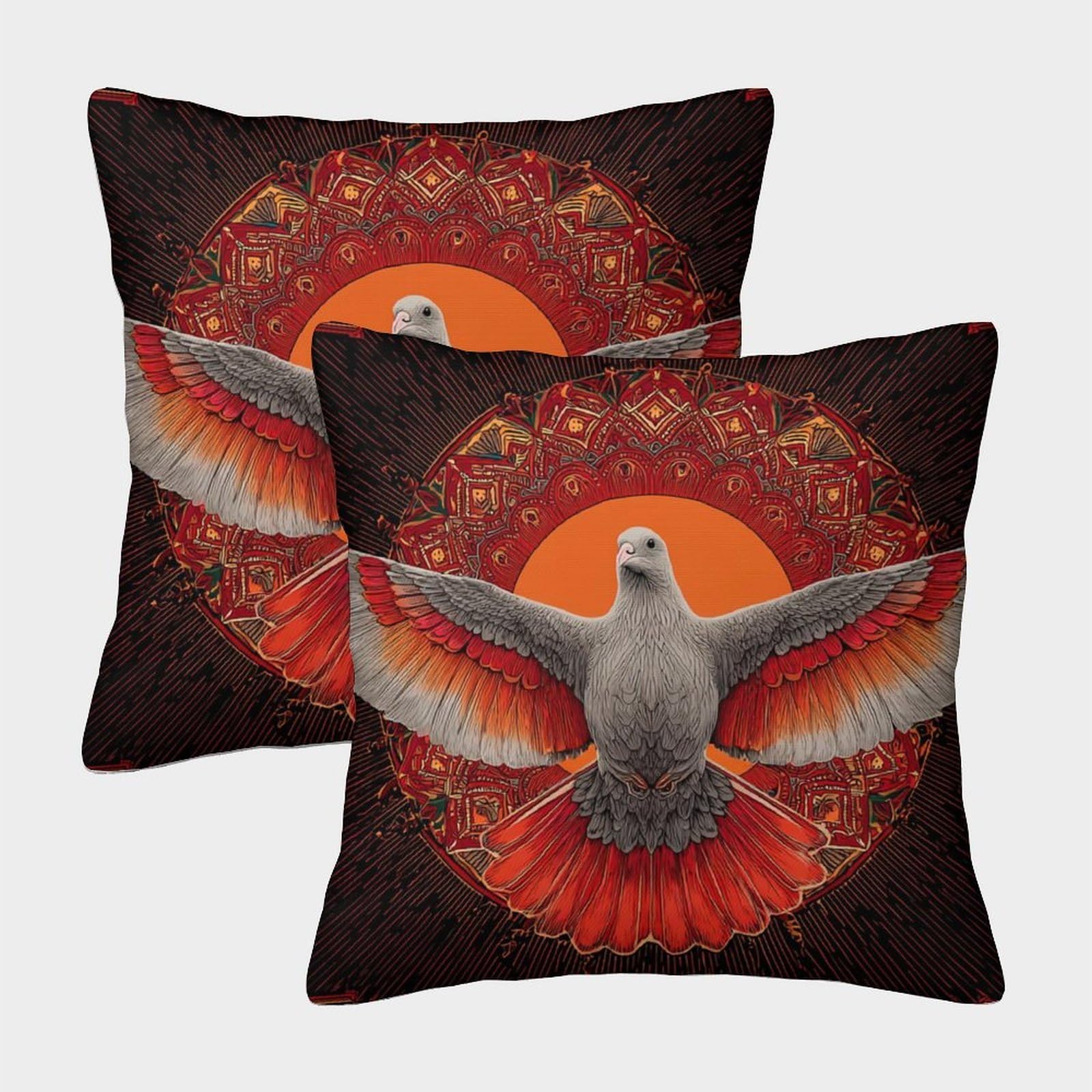 kaiyun 2 Pack Mandala, Dove Luxury Digital Printed Soft 3D Themed Square Cushion Cover 40x40cm