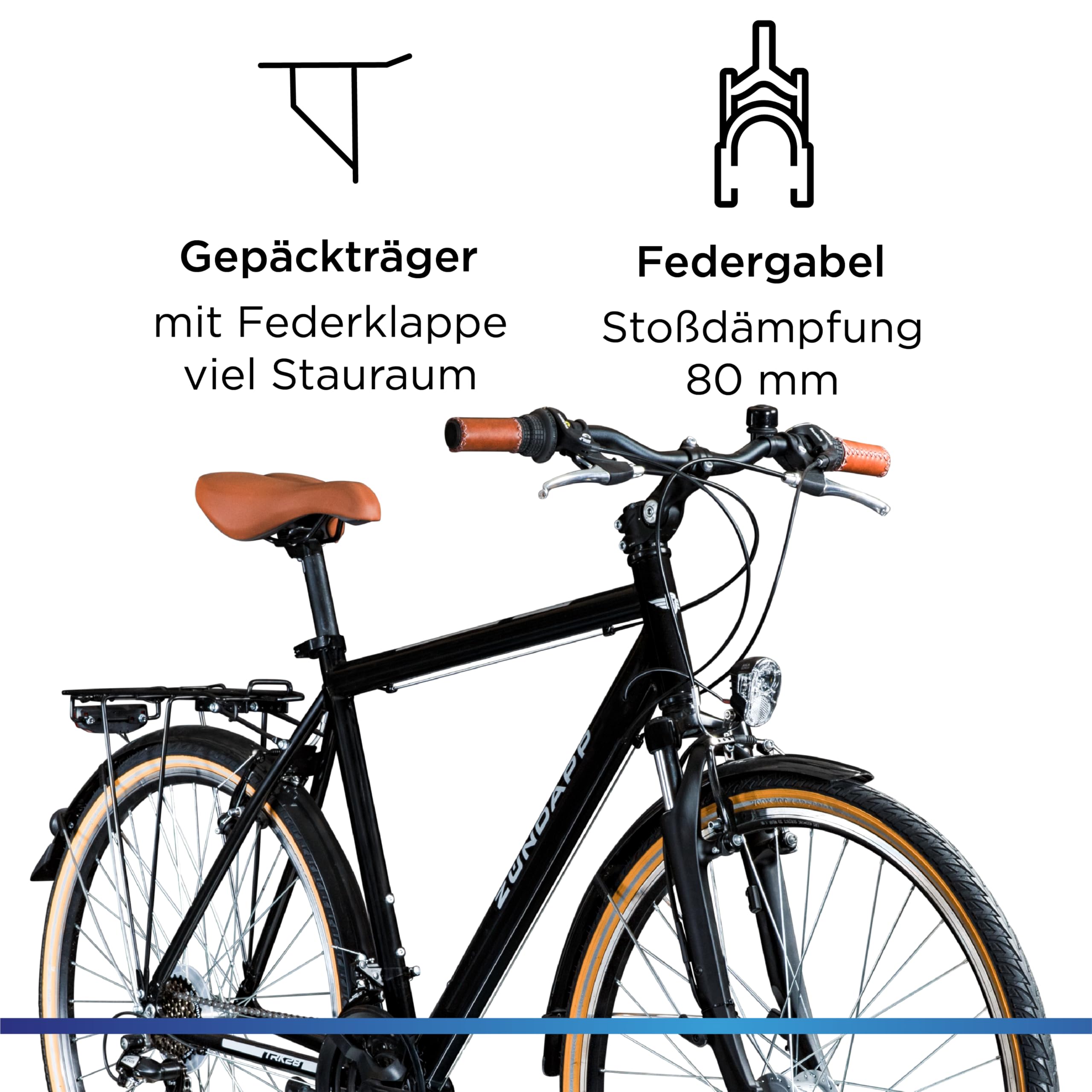 ZÜNDAPP T700 Fahrrad Herren Fahrrad 28 Zoll Trekking Fahrrad Trekkingrad Herrenfahrrad Trekking Rad mit Schutzblech Gepäckträger Trekkingfahrräder Herren