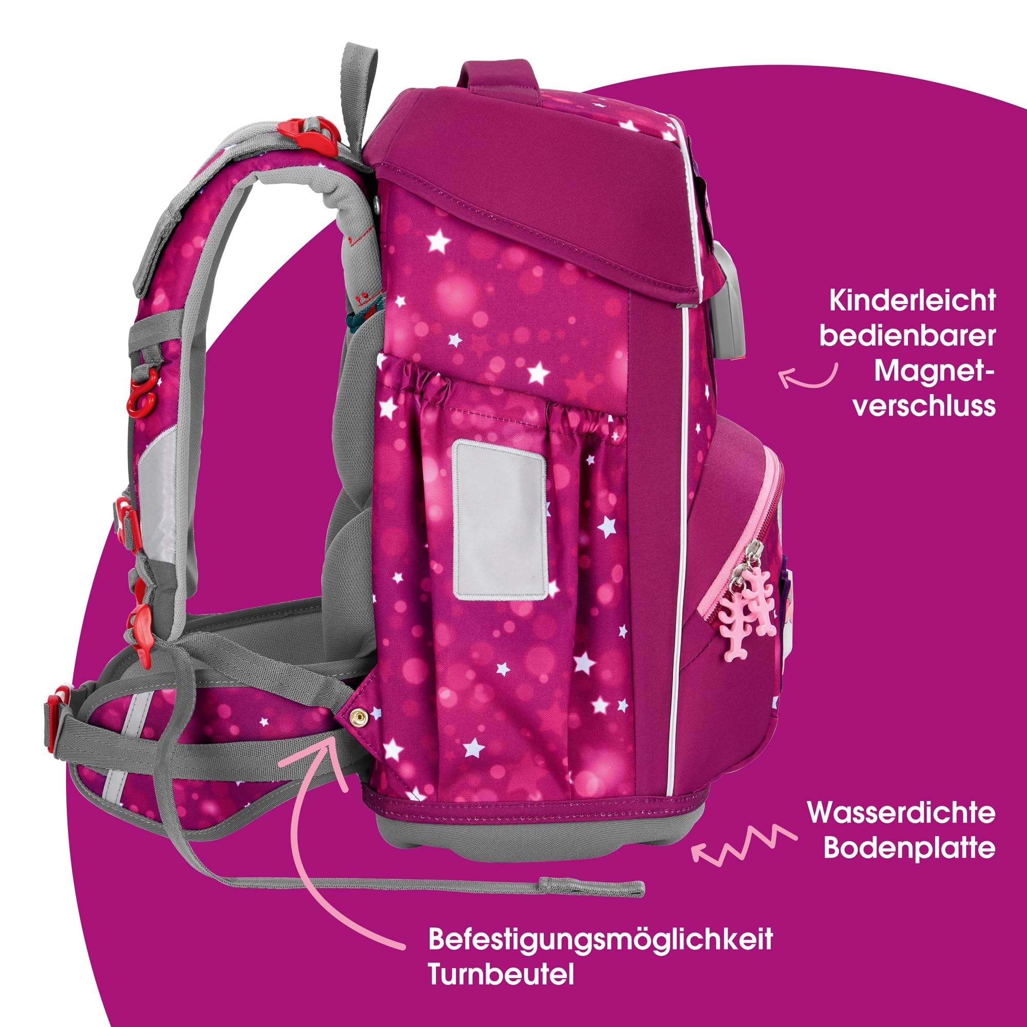 Step by Step Giant Schulranzen-Set „Sweet Unicorn Nuala“, 5-teilig, rosa, ergonomischer Tornister mit Reflektoren, höhenverstellbar mit Hüft- und Brustgurt, für Mädchen ab der 1. Klasse, 23 Liter