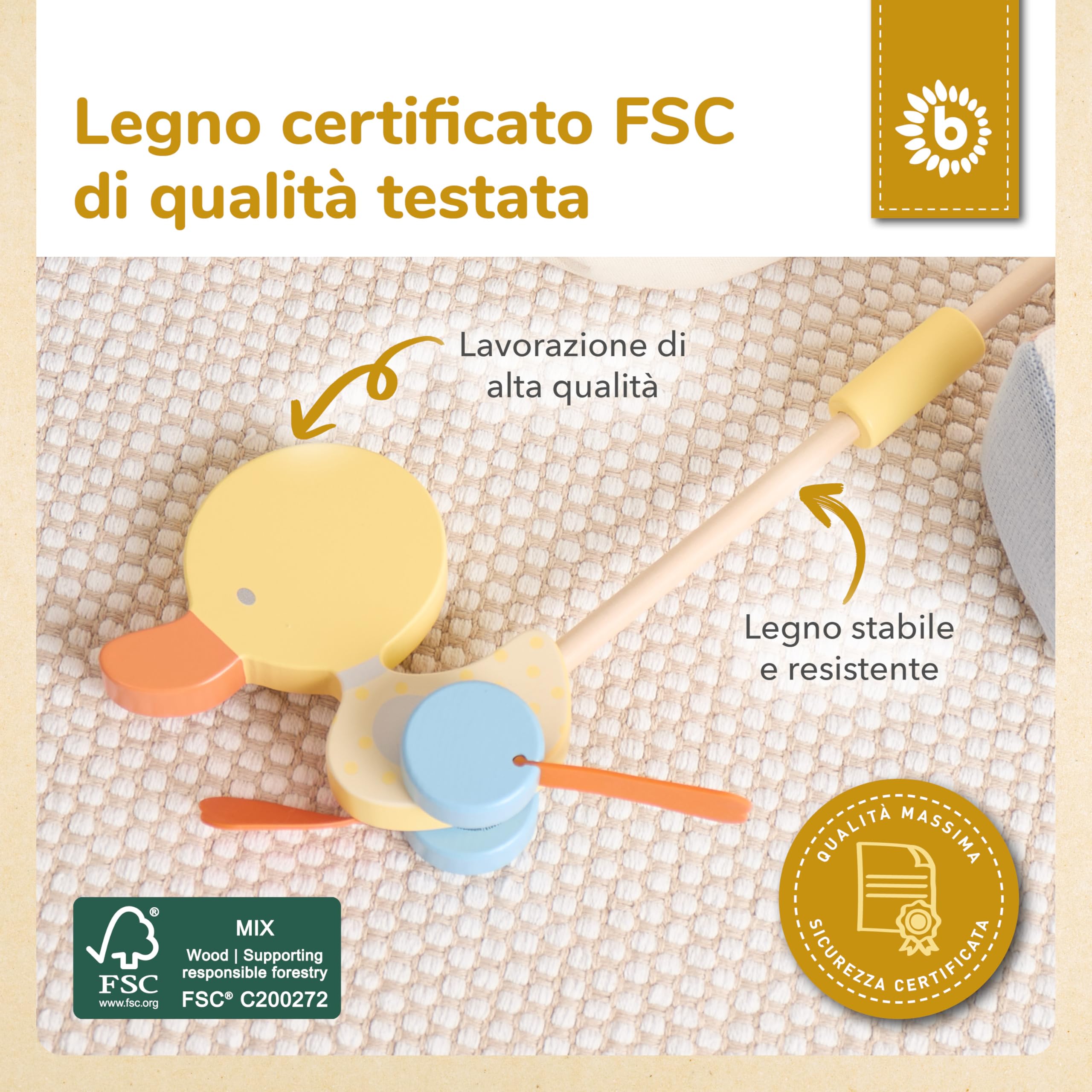 Bieco | Gioco trainabile | giochi in legno | cane trainabile giocattolo a forma di anatra | giochi divertenti per bambini | giochi trainabili wooden toys | giocattoli da spingi spingi