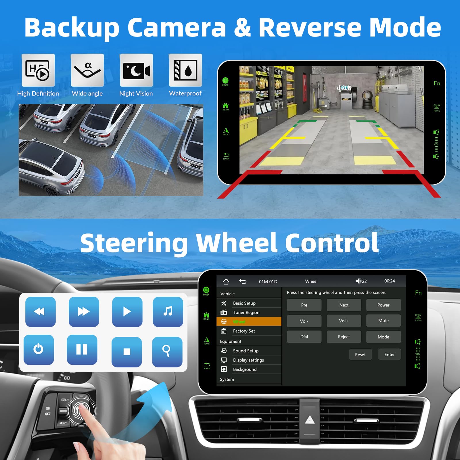 Podofo Autoradio mit Wireless A-pple CarPlay/Android Auto, Bluetooth 5.0 Drehbarer 1 DIN 9'' HD Touchscreen mit Handyhalter/Mirror Link/GPS/SWC/EQ/FM/RDS/TF/USB/Telefonhalter + Mikrofon + Rückkamera