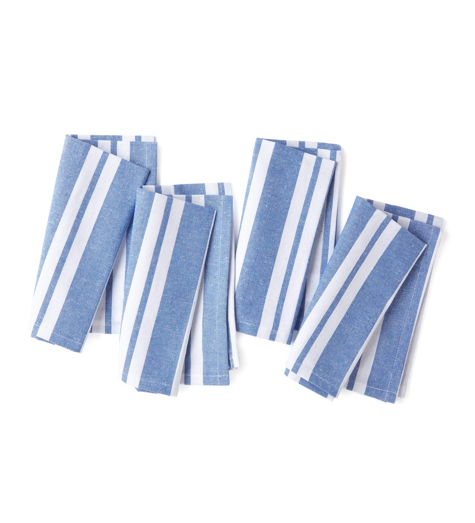 Encasa XO Baumwoll-Servietten Set mit 6 Stück | Franca Blue Stripes | Größe 43x43 cm | Tischservietten | Maschinenwaschbar & Wiederverwendbar