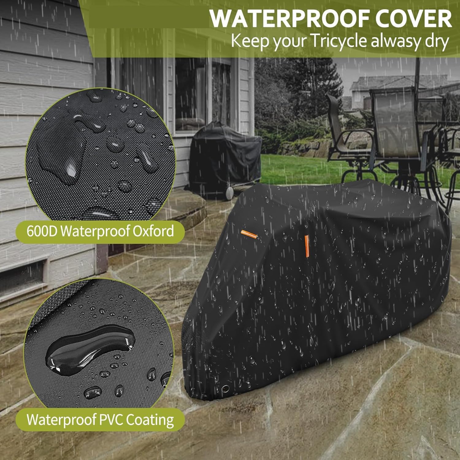 Dreirad Abdeckung Für E-Bikes - Wasserdichte Schutzhülle 280x138x96cm Für Fahrräder