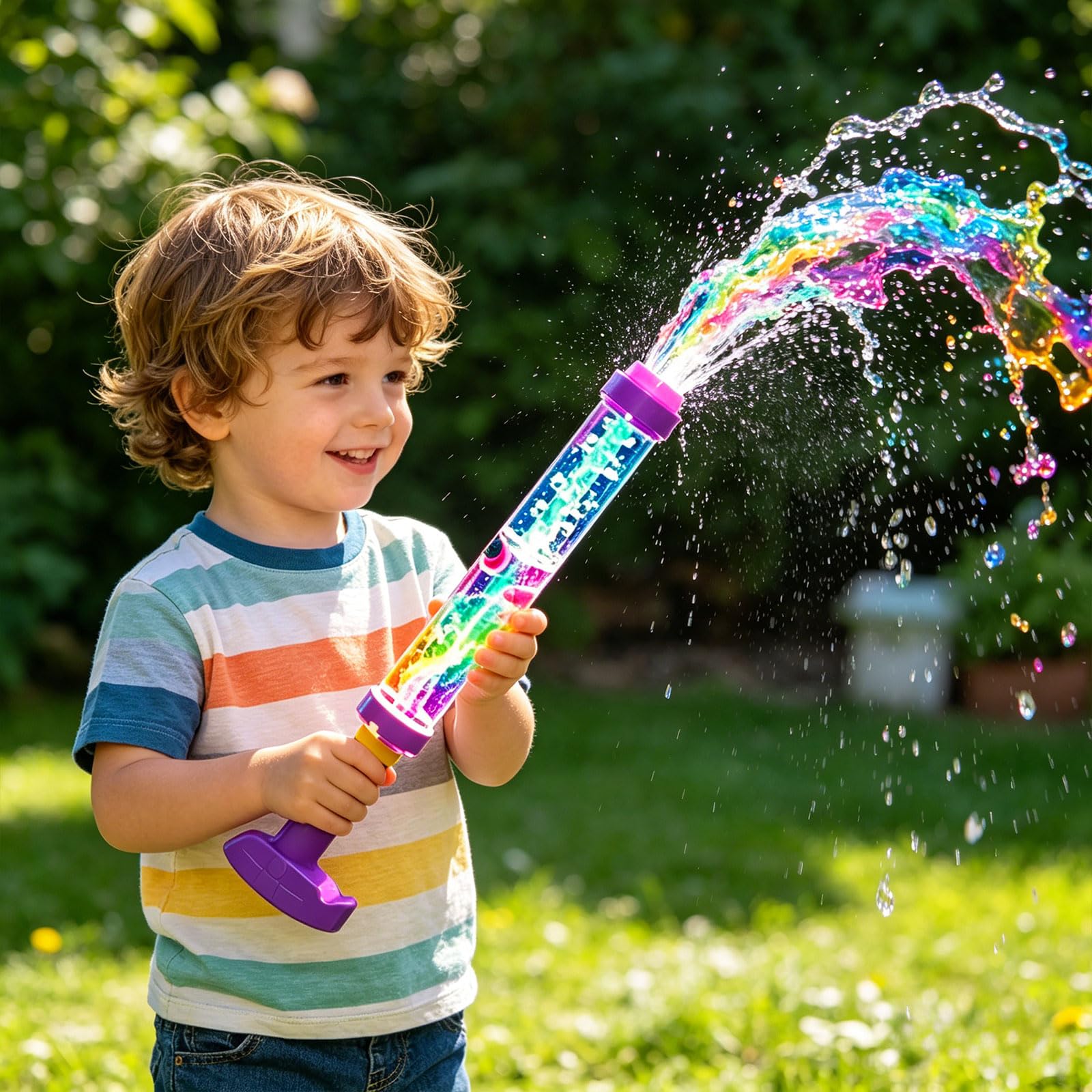 Feuerwerksregenbogen-Wasserpistolen,Feuerwerk Wasserpistole, Rainbow Water Blaster,Pops Like Magic,High-Pressure Squirt, Pool, Backyard, Beach, Birthday (4, Colorful)