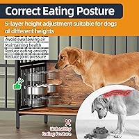 Vista 6 de Muebles grandes para perros, con comedero elevado ajustable de 360°, muebles pesados para perros, perrera decorativa para interiores, construcción