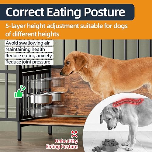 Miniatura 6 de Muebles grandes para perros, con comedero elevado ajustable de 360, muebles pesados para perros, perrera decorativa para interiores, construcción de