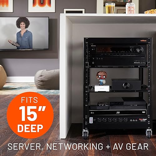 Vista 6 de ECHOGEAR Estante para rack de 3U – Diseño universal que funciona con cualquier rack – Capacidad para 75 bs de servidores, equipo de red o equipos AV