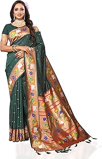 VEDANT VASTRAM Women's Black Color Paithani Silk Saree (Mrt-R-Paithani)