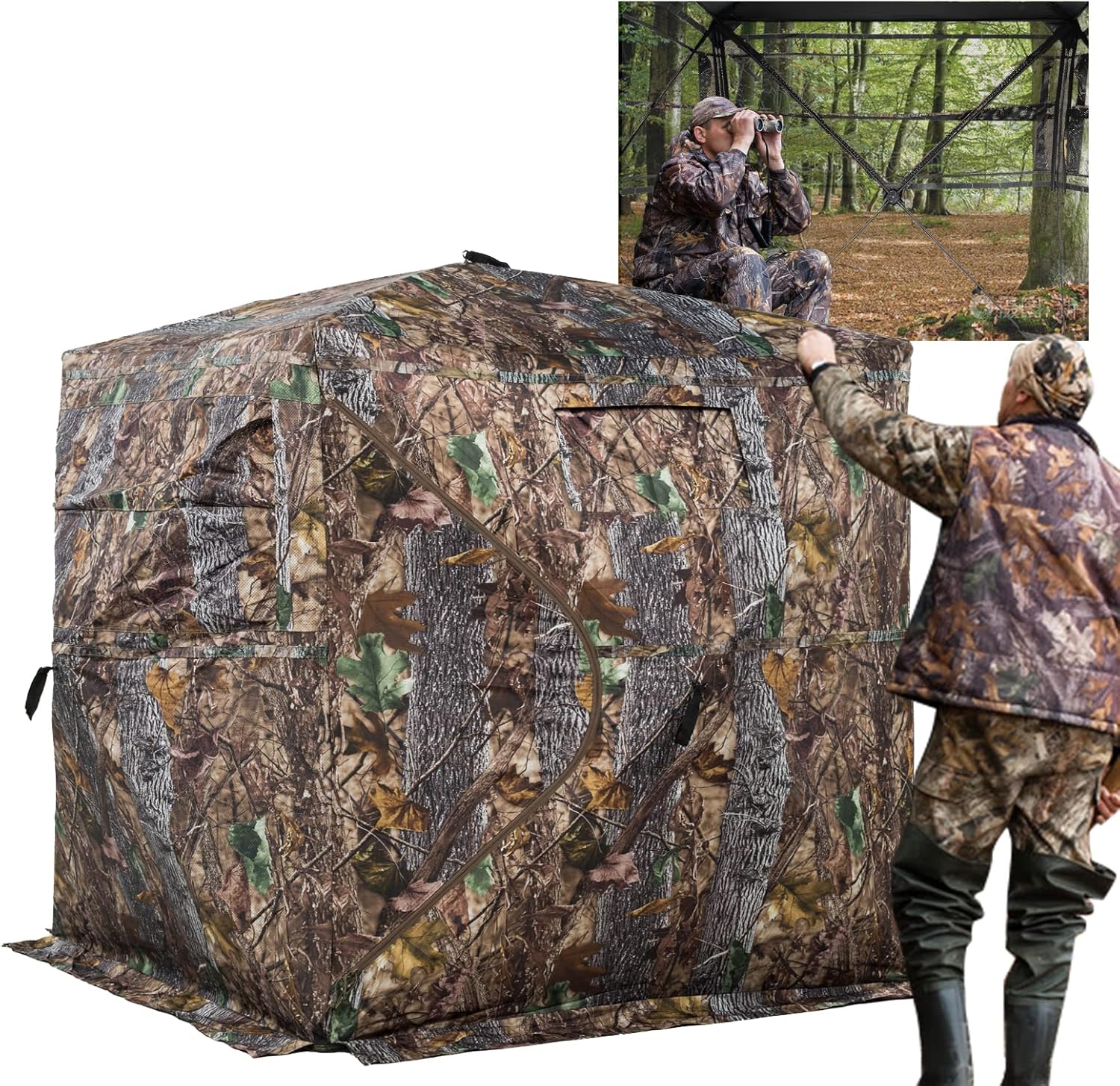 Hunting Blind 270/360 Degree See Through Ground Blind with Carrying Bag
