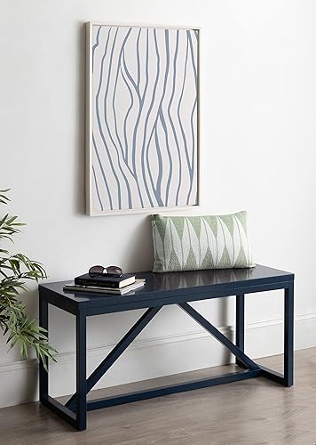 Miniatura 3 de Kate and Laurel Sylvie - Lienzo enmarcado abstracto de ondas costeras y elegantes de The Creative Bunch Studio, 23 x 33 pulgadas, blanco, azul con