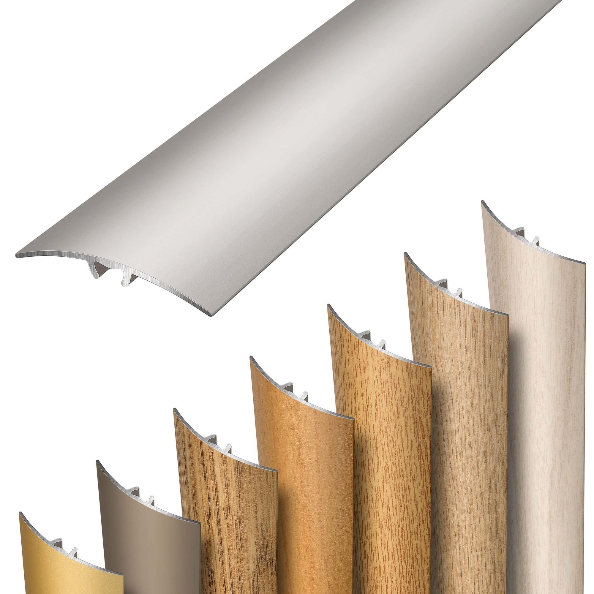Dalsys self-Adhesive Transition Strip, Push-fit and connectable 93cm (36.6") x 30mm (1.18") Aluminium, Floor Threshold Height Compensator Silver โ image 1