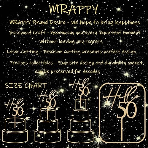 Miniatura 5 de Decoración para pastel de cumpleaños número 50, decoración de pastel de madera para cumpleaños 50, decoración de pastel de feliz cumpleaños 50 para