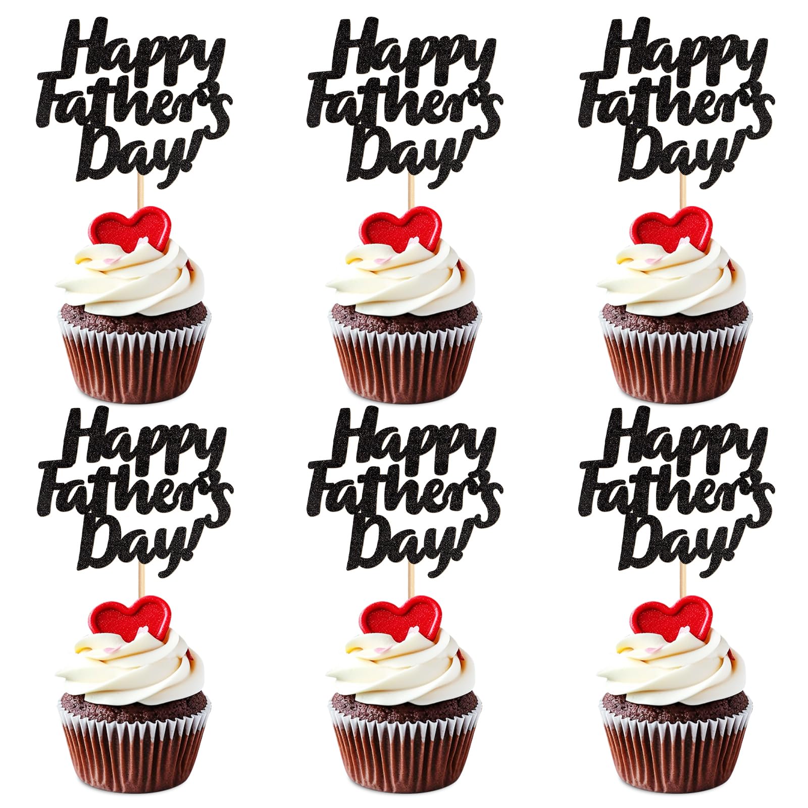 Keaziu 24PCS Happy Father's Day Cupcake Toppers Super Dad Best Dad Ever Cupcake Picks Cake Decoration Party Supplies for Father's Day Party Cupake