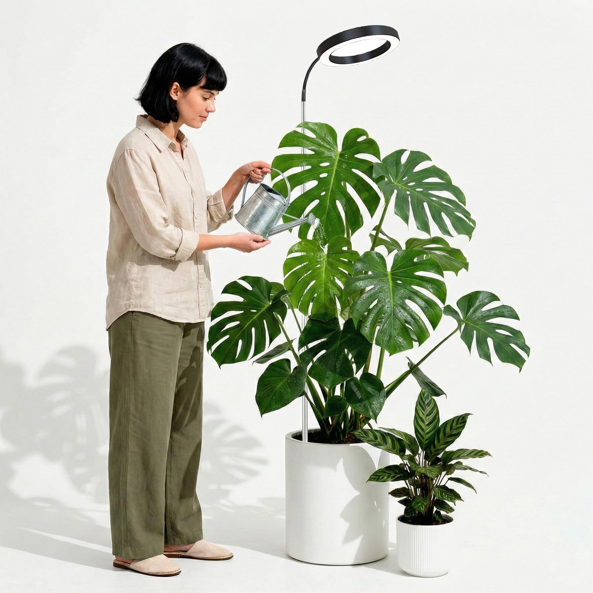 Luz de crecimiento para plantas de interior, luz LED de espectro completo de 6.3 pulgadas, lámpara de crecimiento ajustable de 11.8 a 63 pulgadas de altura con temporizador automático de 3