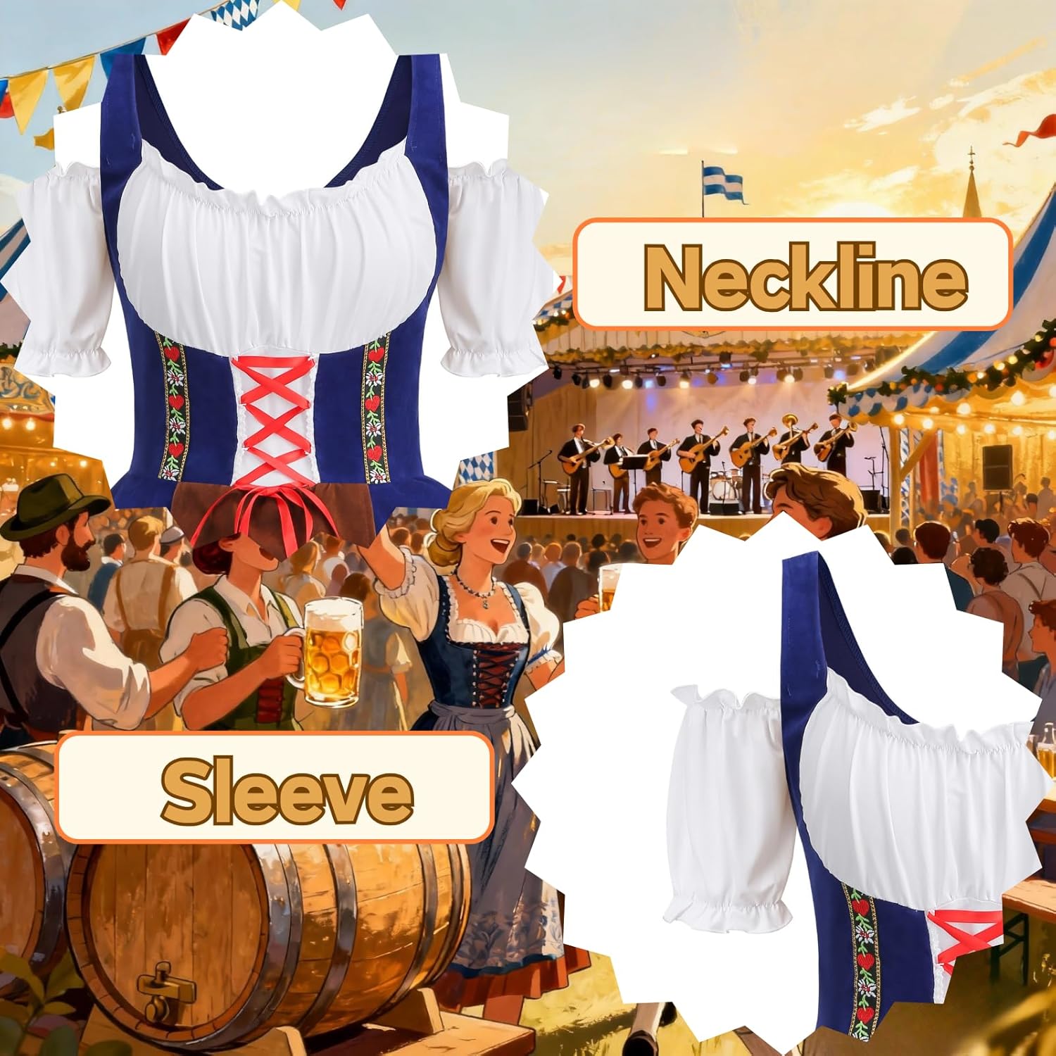 Women Oktoberfest Costume Adult Bavarian German Beer Velvet Dress Halloween Carnival