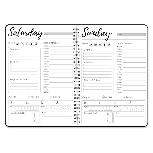 Undated Daily & Weekly Work Planner Notebook