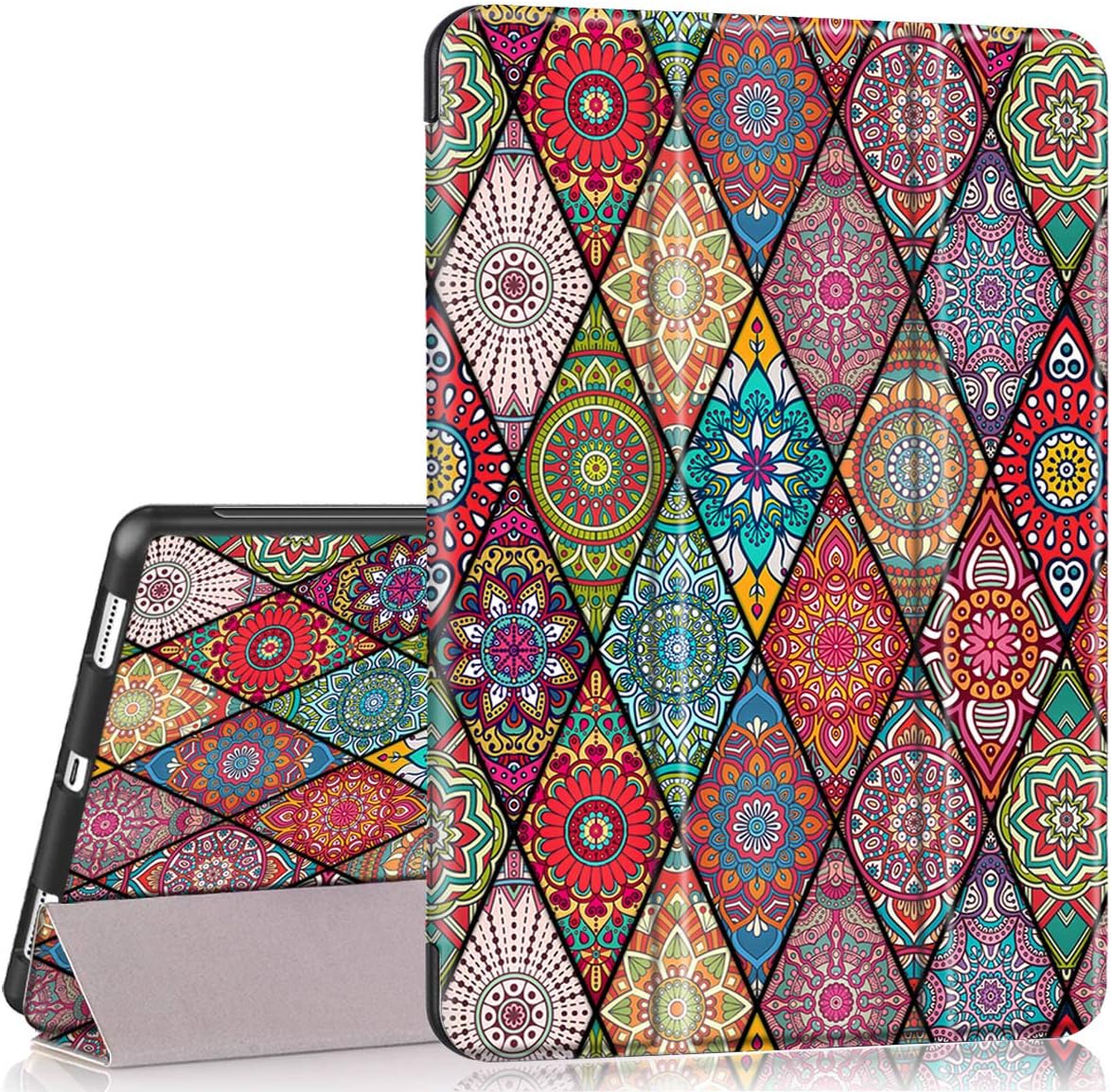 Blасk Frіdау - 80% оƒƒ Hocase iPad Pro 12.9 2018 Case, Trifold Folio Smart Stand Case with Pencil Holder, Auto Sleep/Wake Feature, Soft TPU Back Cover for iPad Pro 12.9-inch 3rd Generation - Mandala Flowers
