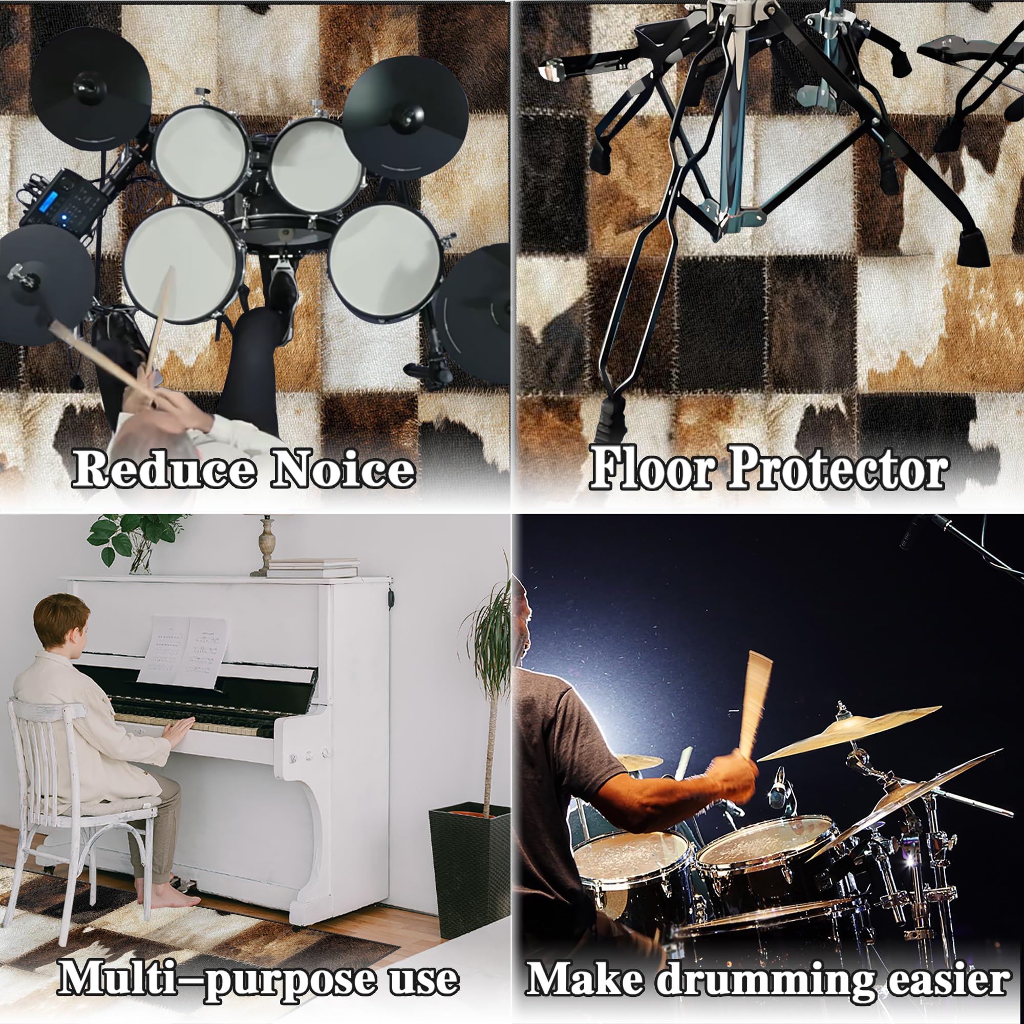 Elektroniczna mata perkusyjna dźwiękoszczelna mata bębnowa mata ochronna do akcesoriów perkusyjnych mata akustyczna mata podłogowa do instrumentów muzycznych 230 x 180 cm