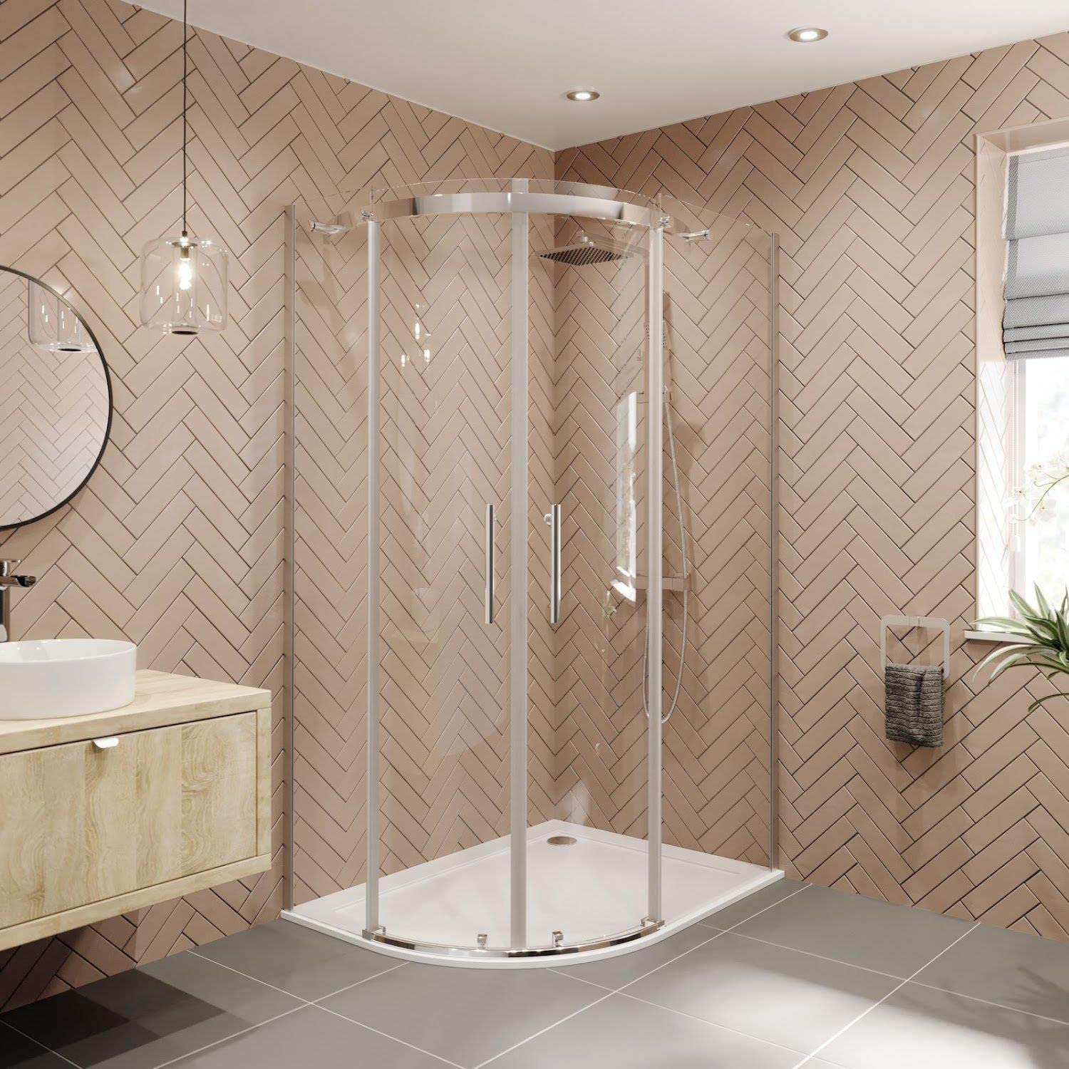 Diamond Left Hand 1200 X 900Mm Lh Offset Quadrant Shower Enclosure Frameless 8Mm Safety Glass