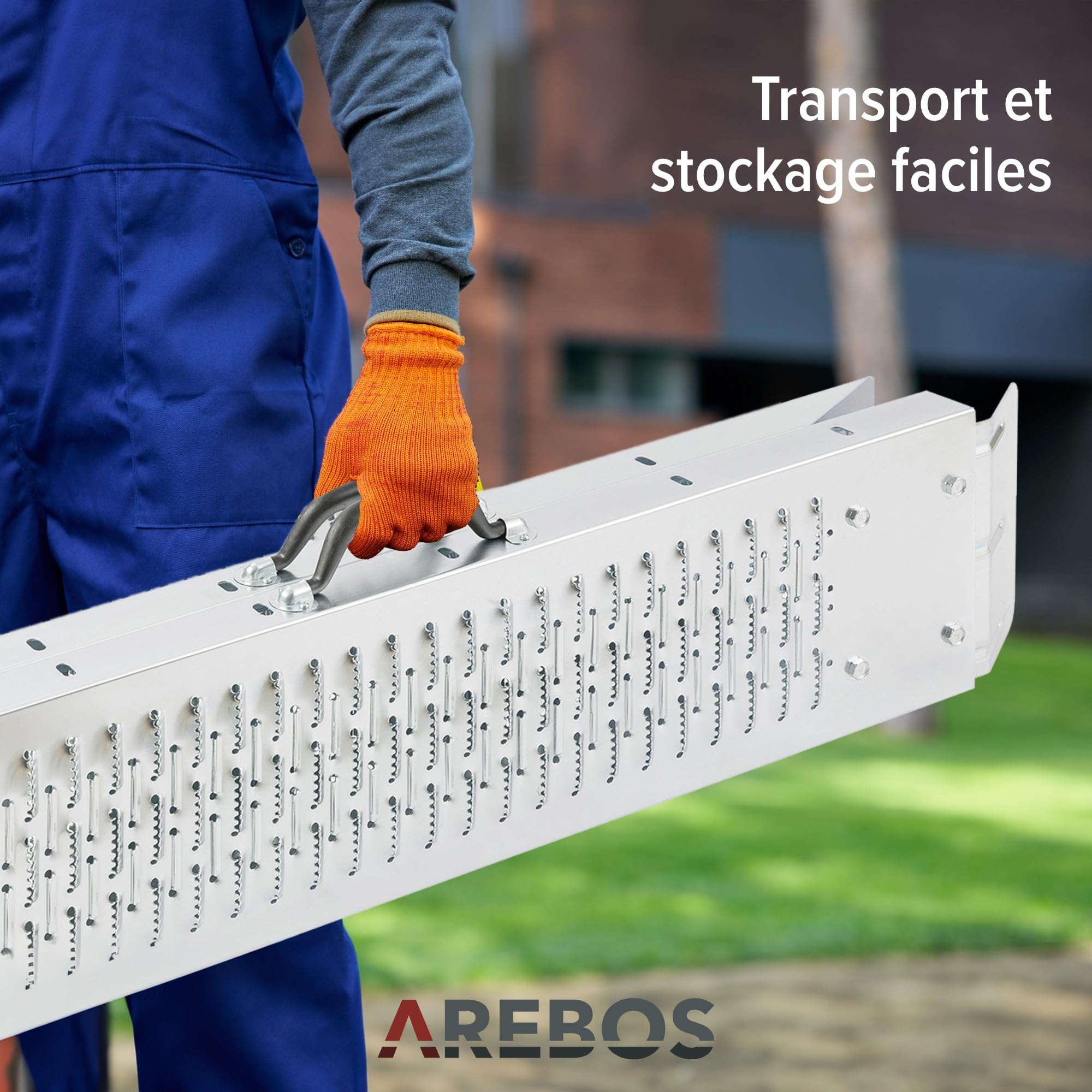 Arebos 2 x Plateforme d'accès 400 kg | Plateforme de Chargement Pliable | Acier galvanisé 180x22,5x4,5 cm | Plateforme de Chargement avec poignée | Rails d'accès Moto ATV Quad et Voiture