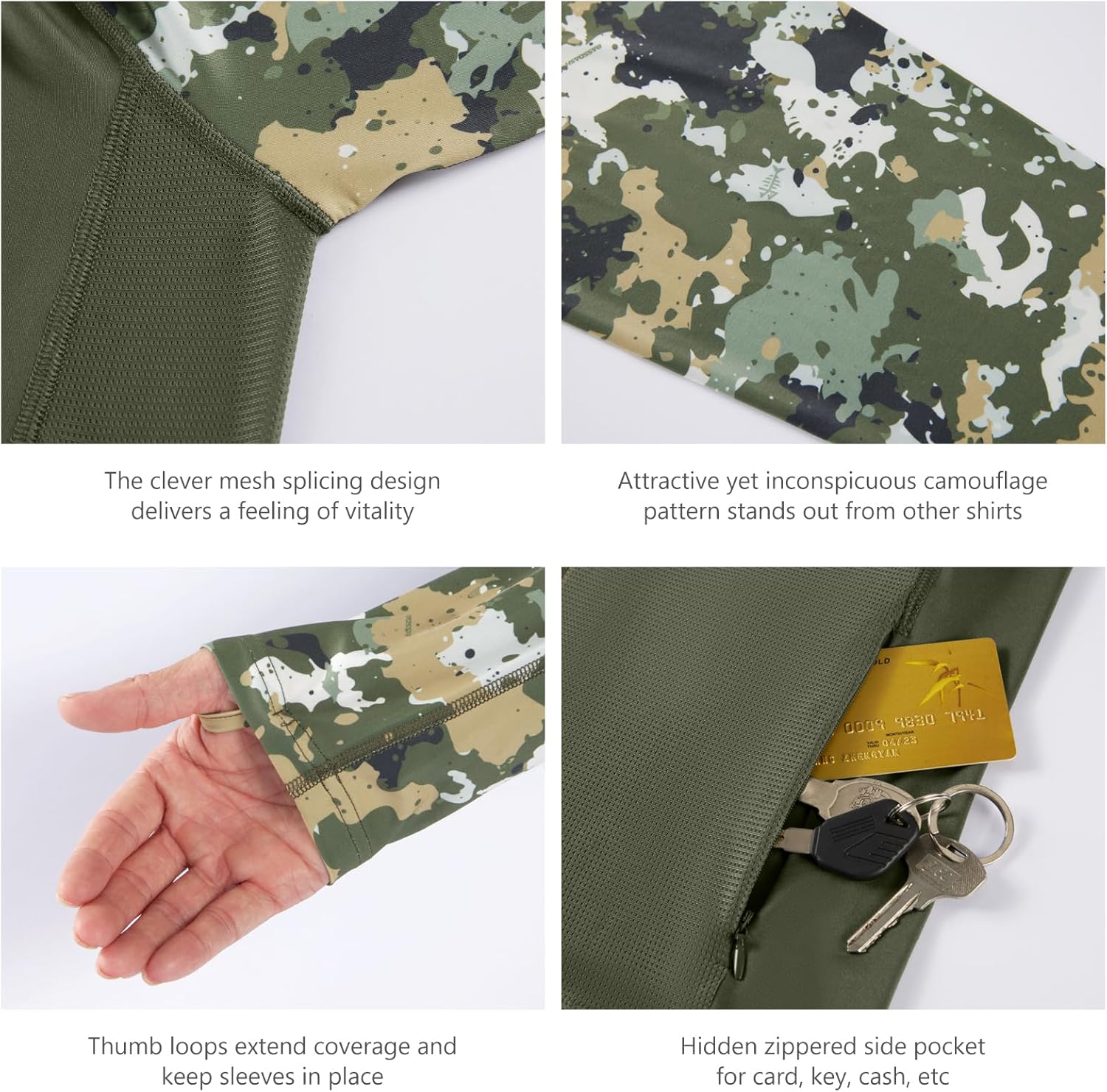 BASSDASH Men’s UPF 50 Performance Fishing Shirt Cooling Hoodie Camo Long Sleeve FS17M - Image 5
