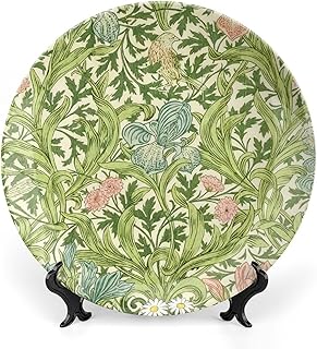 Art Nouveau William Morris Forest Floral Green And Pink Vintage Plates o...