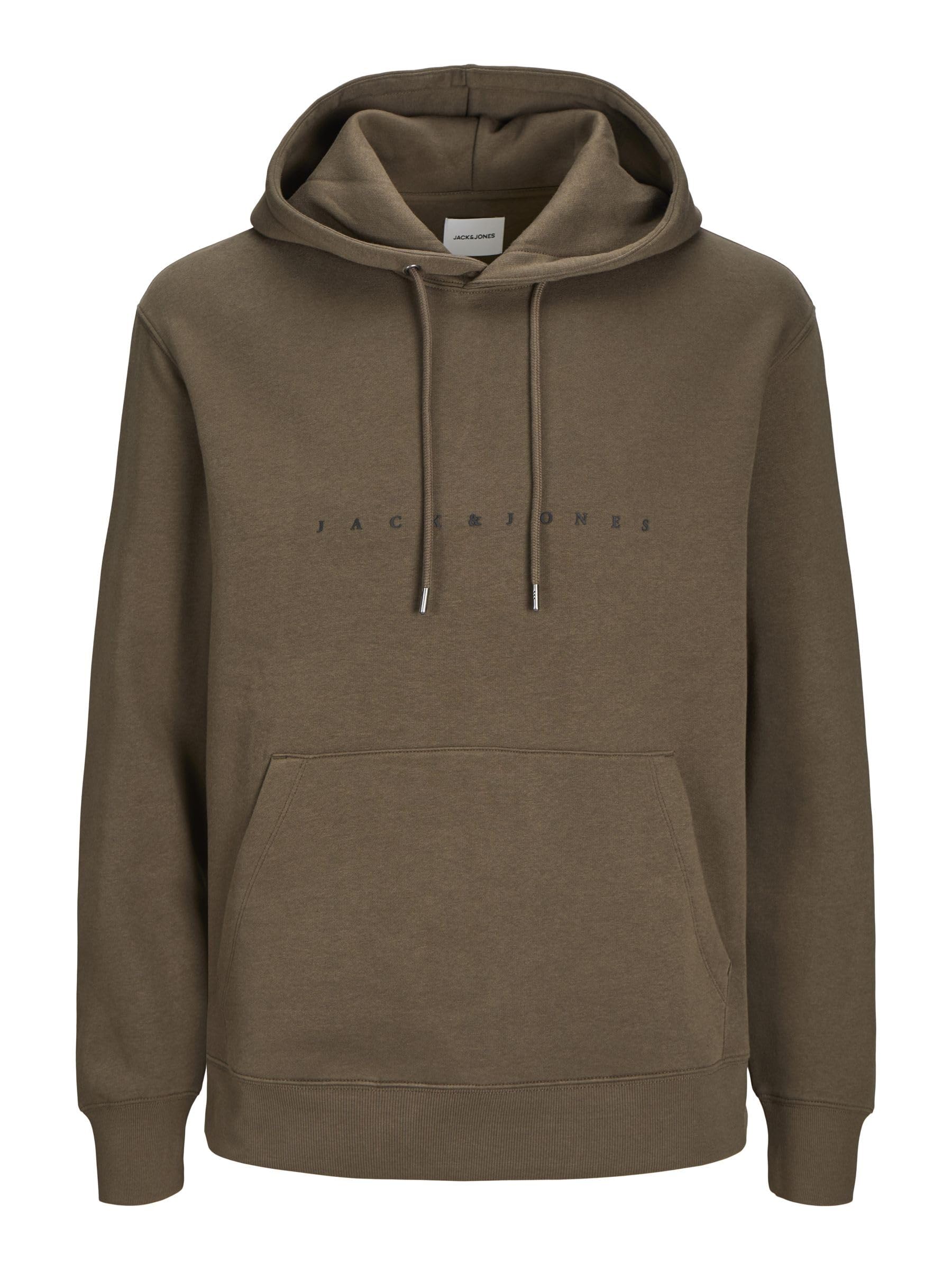 JACK & JONES Men's Jjestar Jj Sweat Hood Noos Sweatshirt, Canteen, XS