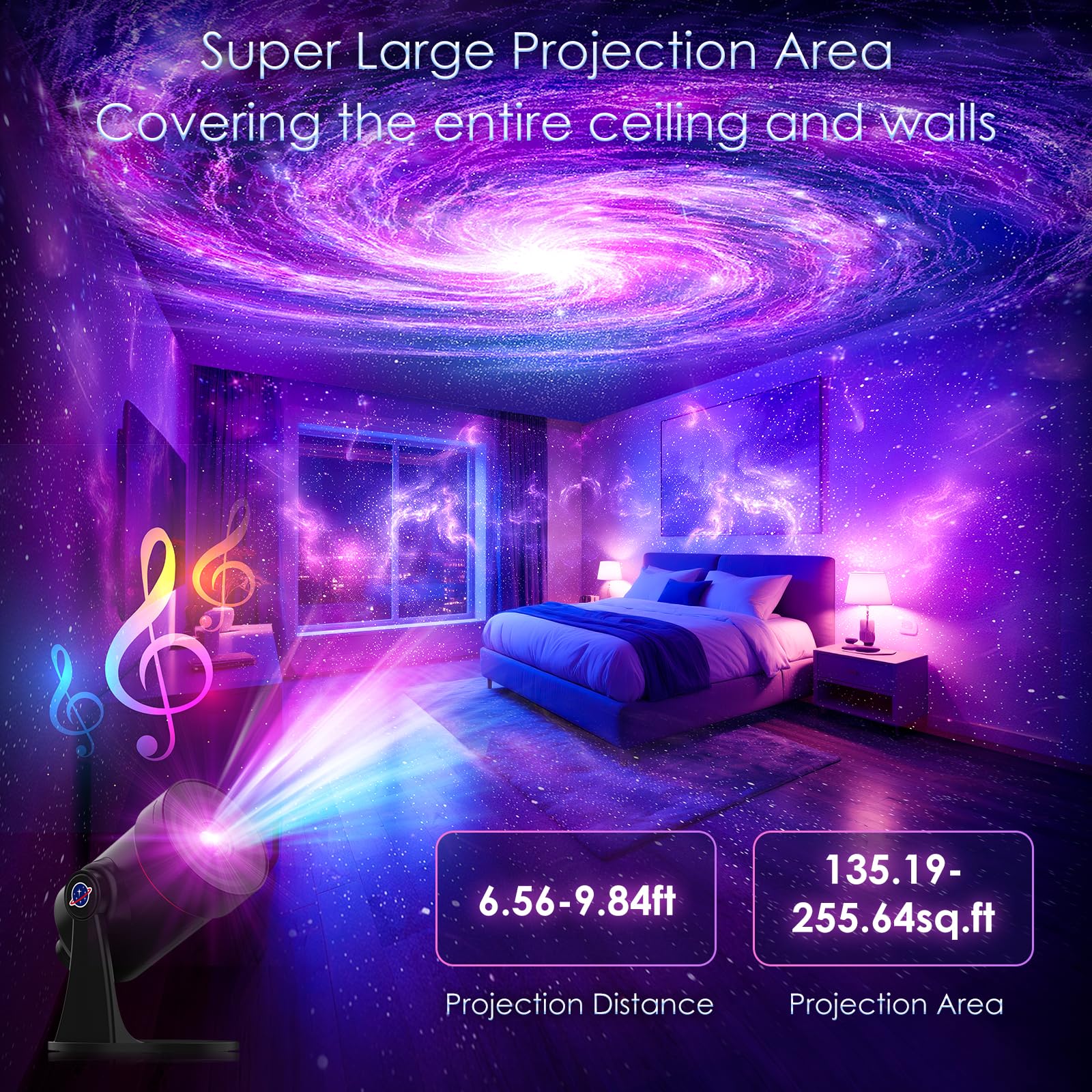 VanSmaGo Projecteur Ciel Etoile Galaxie, Galaxy Projector Pour Chambre à Coucher, Projecteur De PlanéTarium Hd NéBuleuse Rotative à 360° Avec Bouton RéGlable Et Minuterie Pour Les Enfants