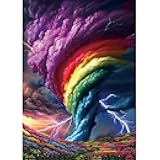 Blueforest 1000 Piece Puzzles for Adults, Rainchbow Tornado Jigsaw Puzzles for Adults, Hard Challenge Art Jigsaw Puzzle, for Gifts Birthday Party Games Family, 27.5 * 19.7 inch Dust Free Puzzle