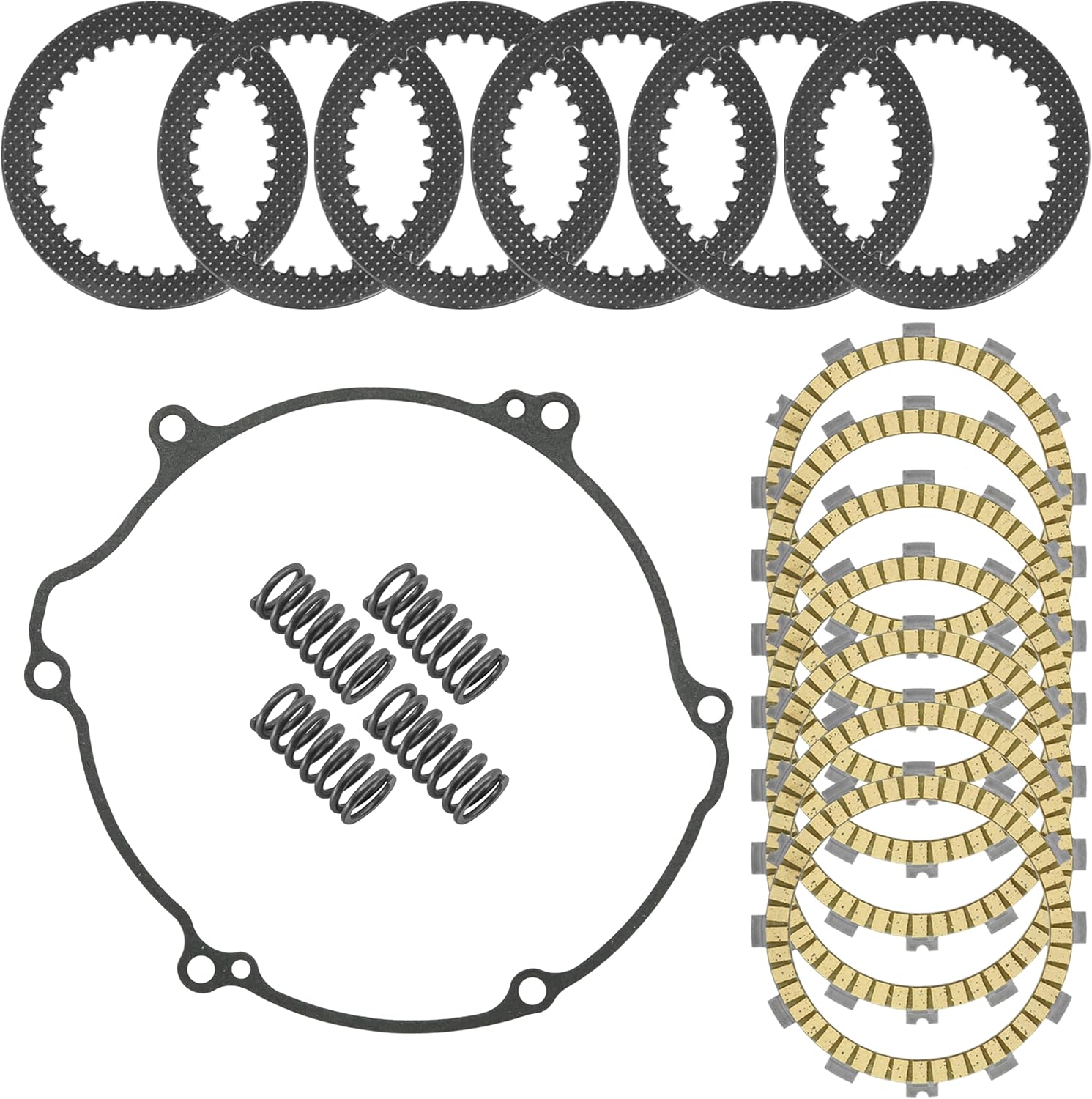 Caltric Clutch Friction w/Steel Plates Springs Gasket Kit Compatible with Kawasaki KX125 1997 1998 1999 2000 2001 2002