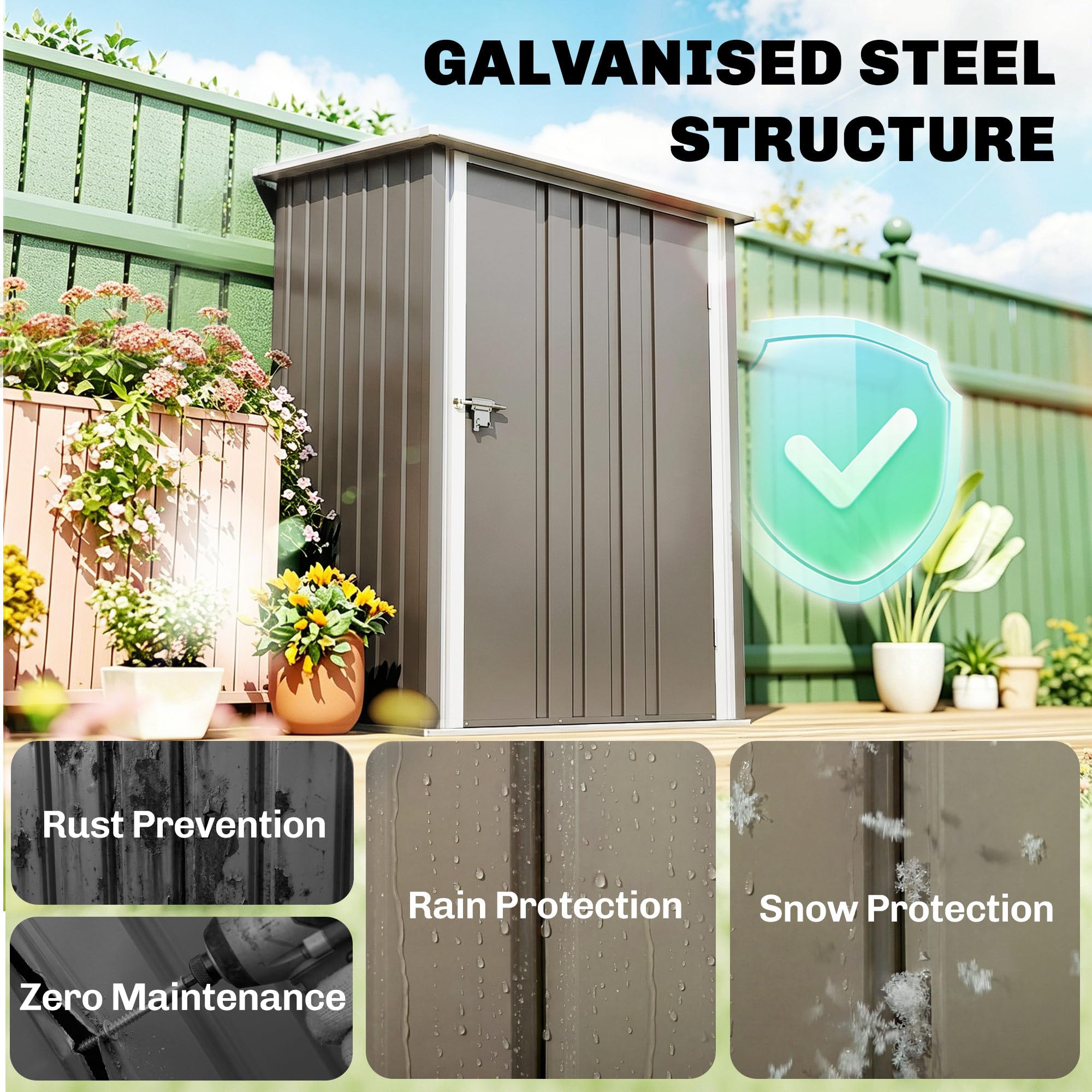 Outsunny 3' x 3' Lean-to Garden Storage Shed